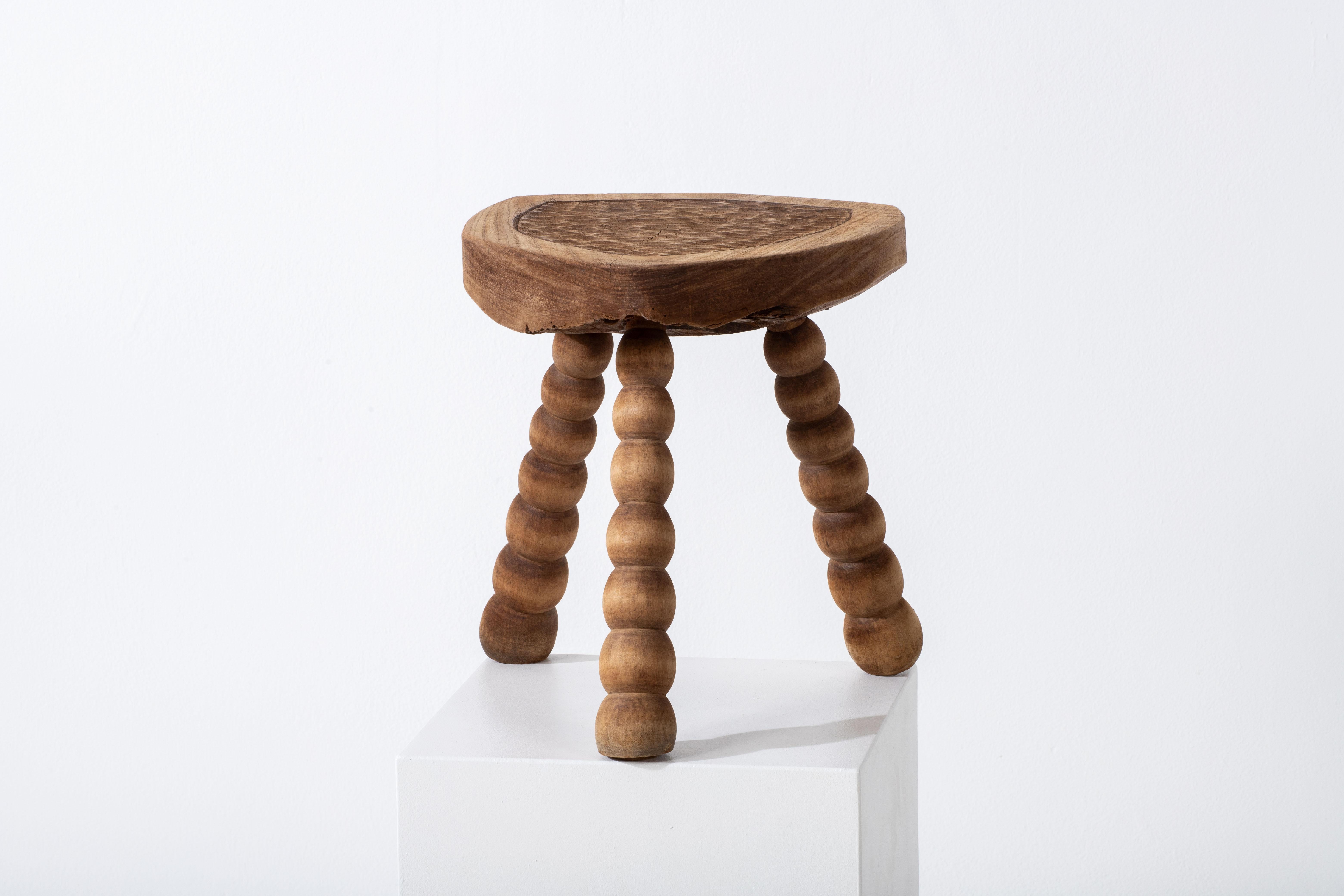 Authentic French Brutalist Stool: A Triumph of Craftsmanship and Design For Sale 1