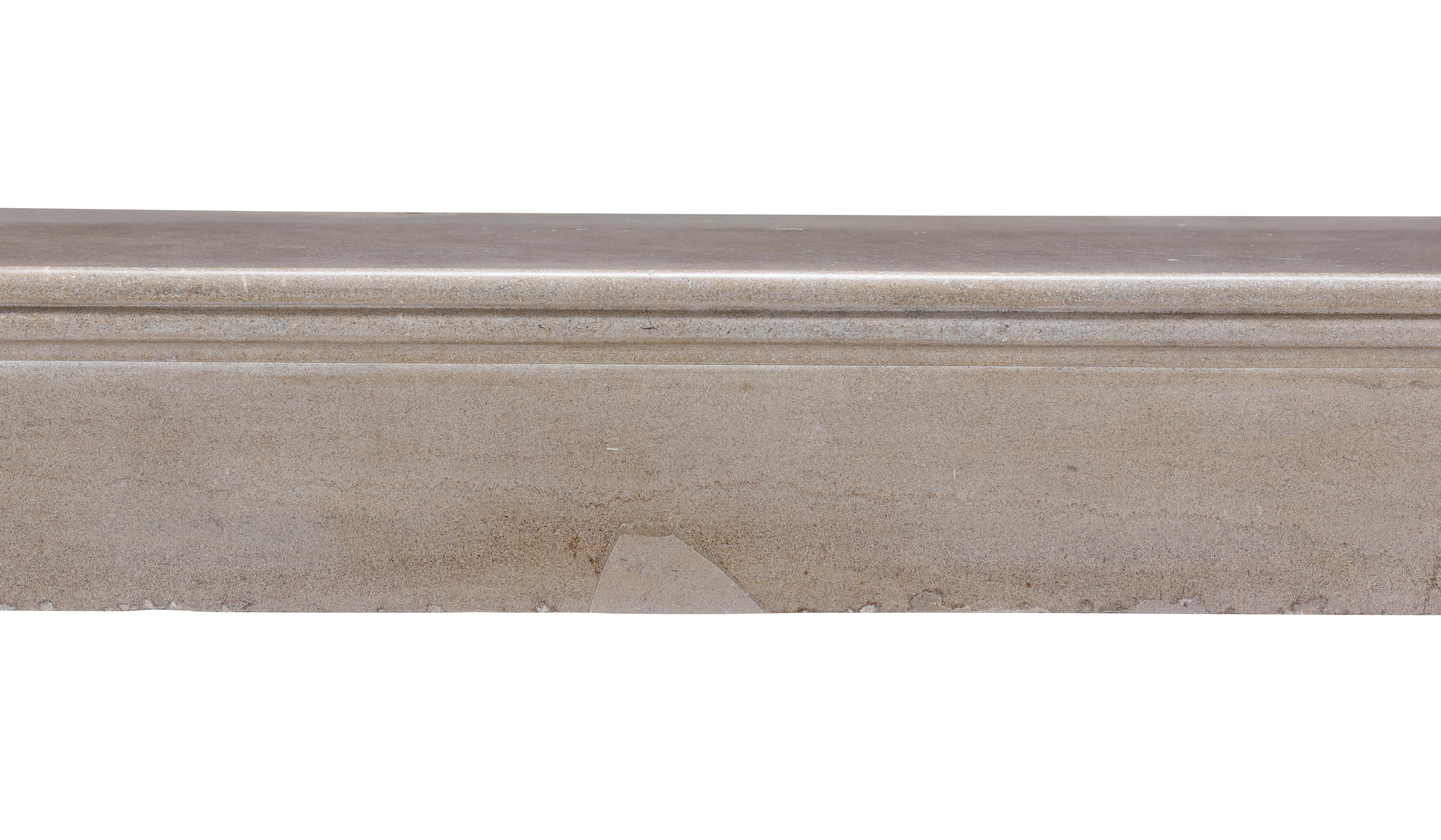 Authentic French Fireplace Mantel– Timeless Elegance in Beige Stone For Sale 4