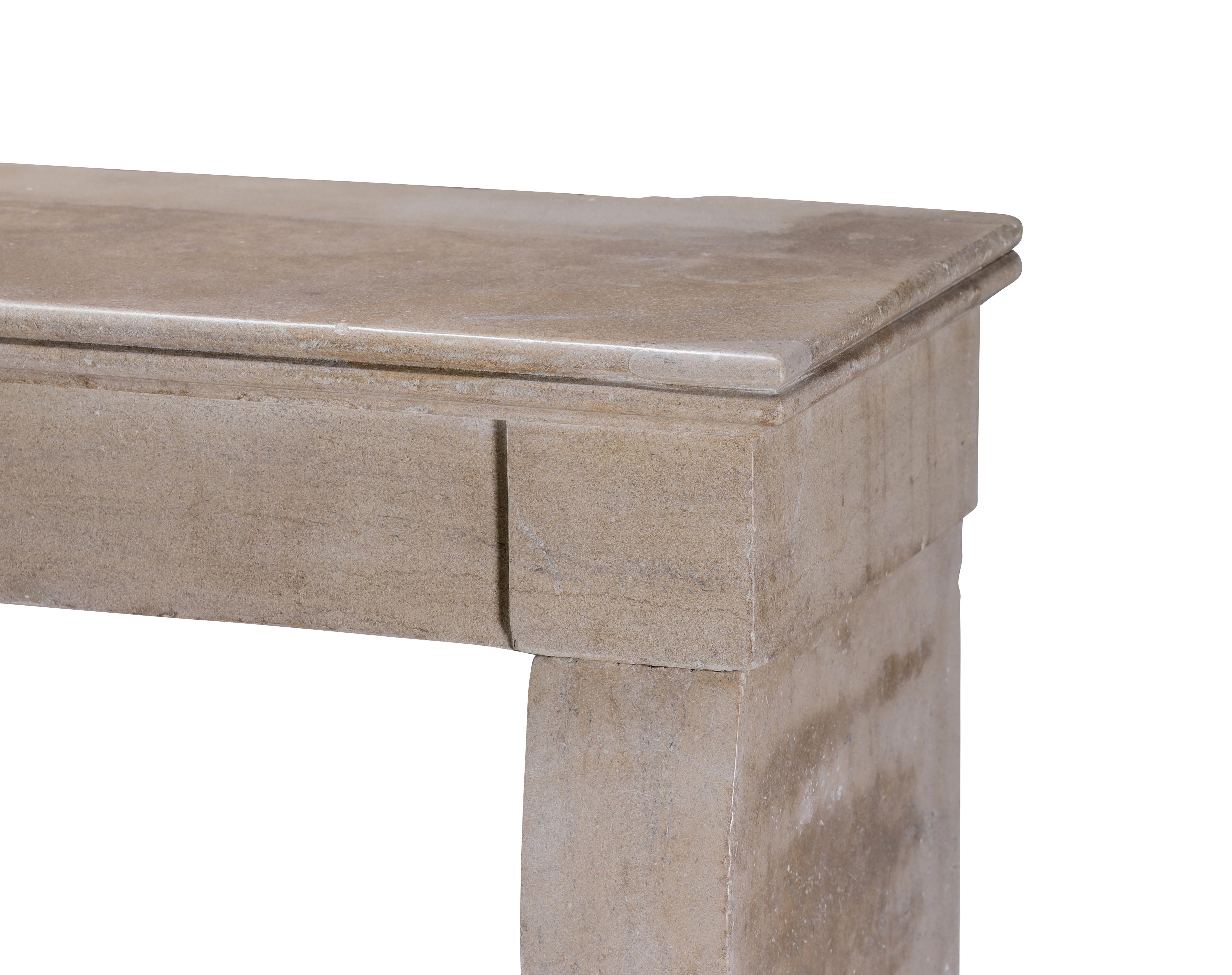 Authentic French Fireplace Mantel– Timeless Elegance in Beige Stone For Sale 5