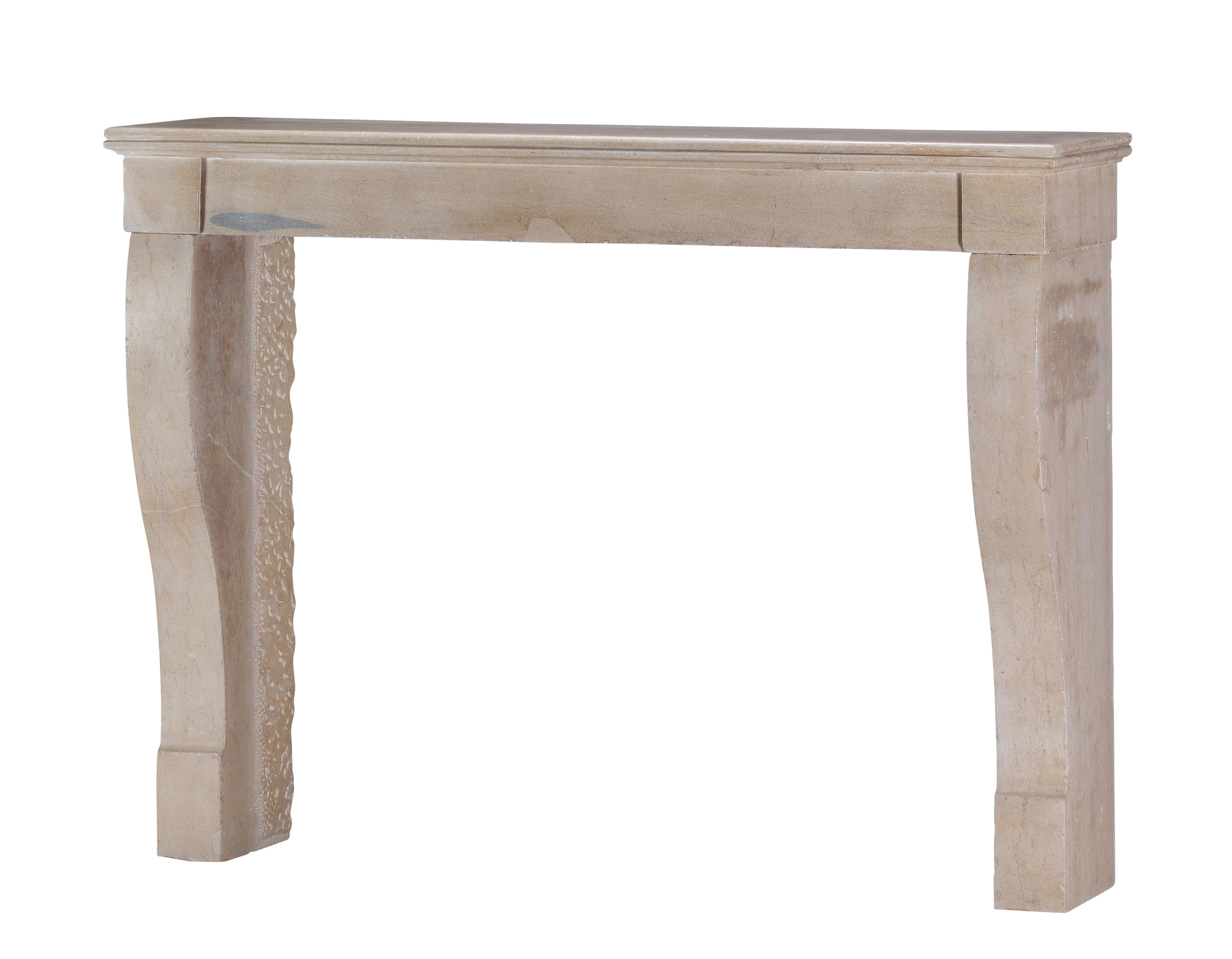 Authentic French Fireplace Mantel– Timeless Elegance in Beige Stone For Sale 6