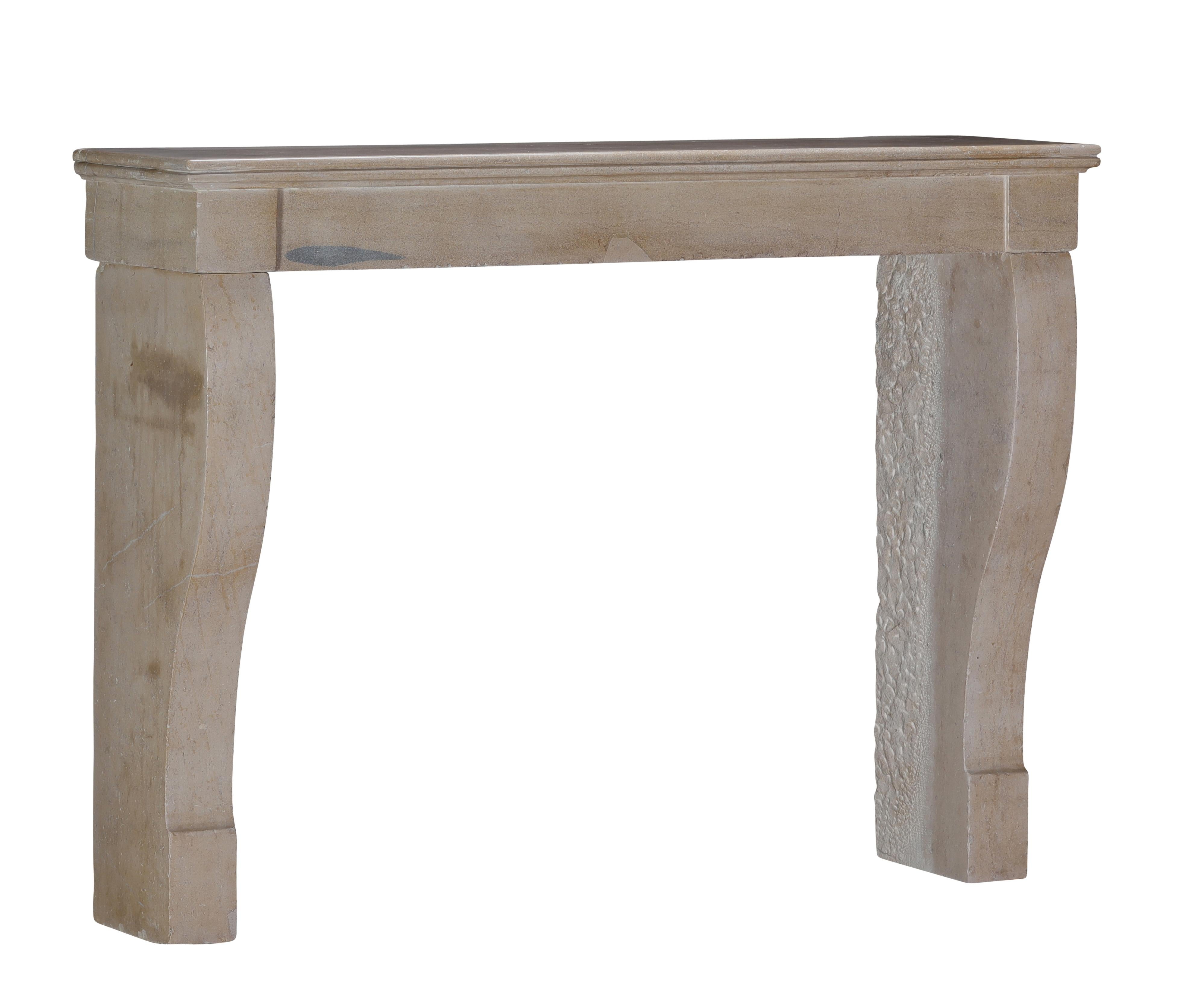 Authentic French Fireplace Mantel– Timeless Elegance in Beige Stone For Sale 8