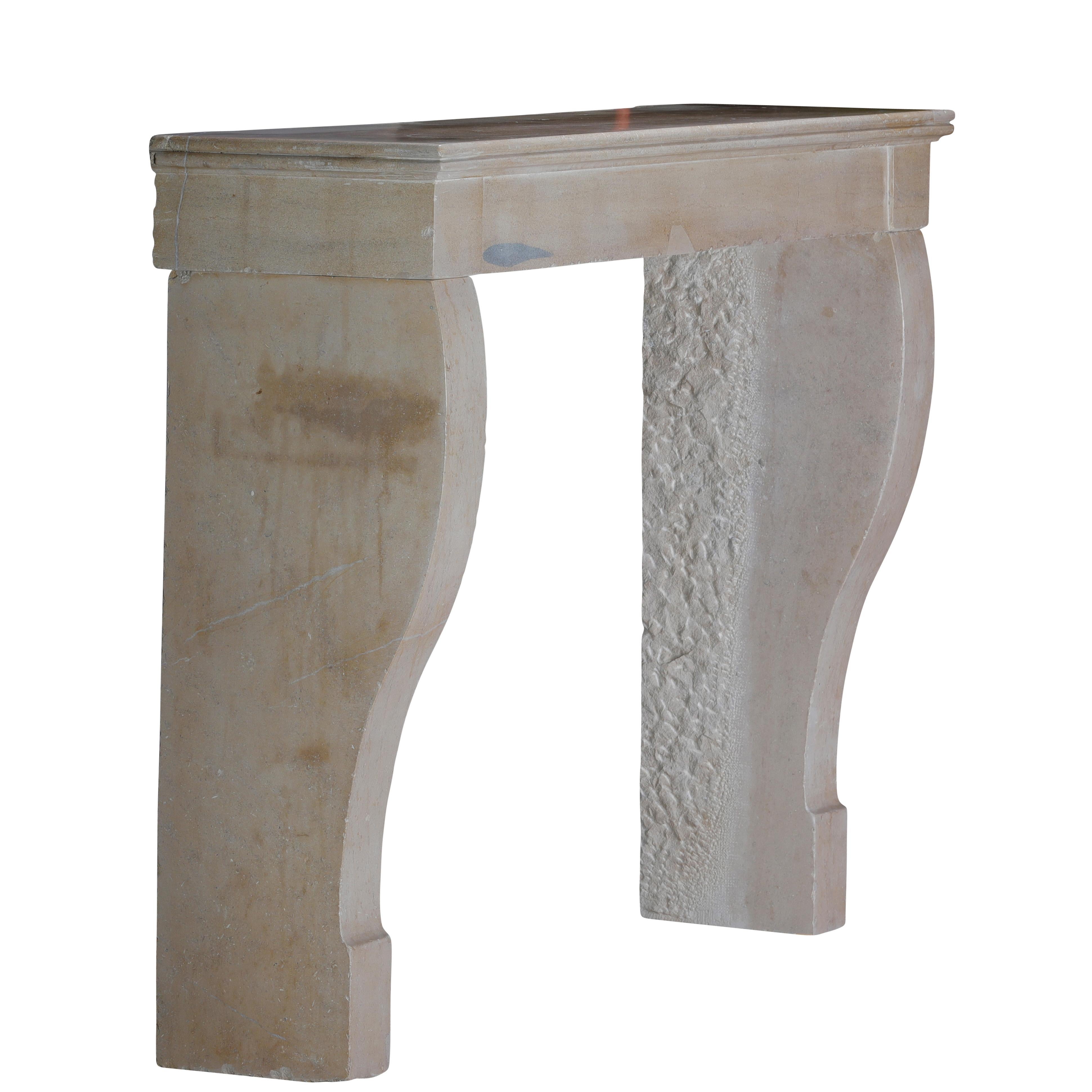 Authentic French Fireplace Mantel– Timeless Elegance in Beige Stone For Sale 9