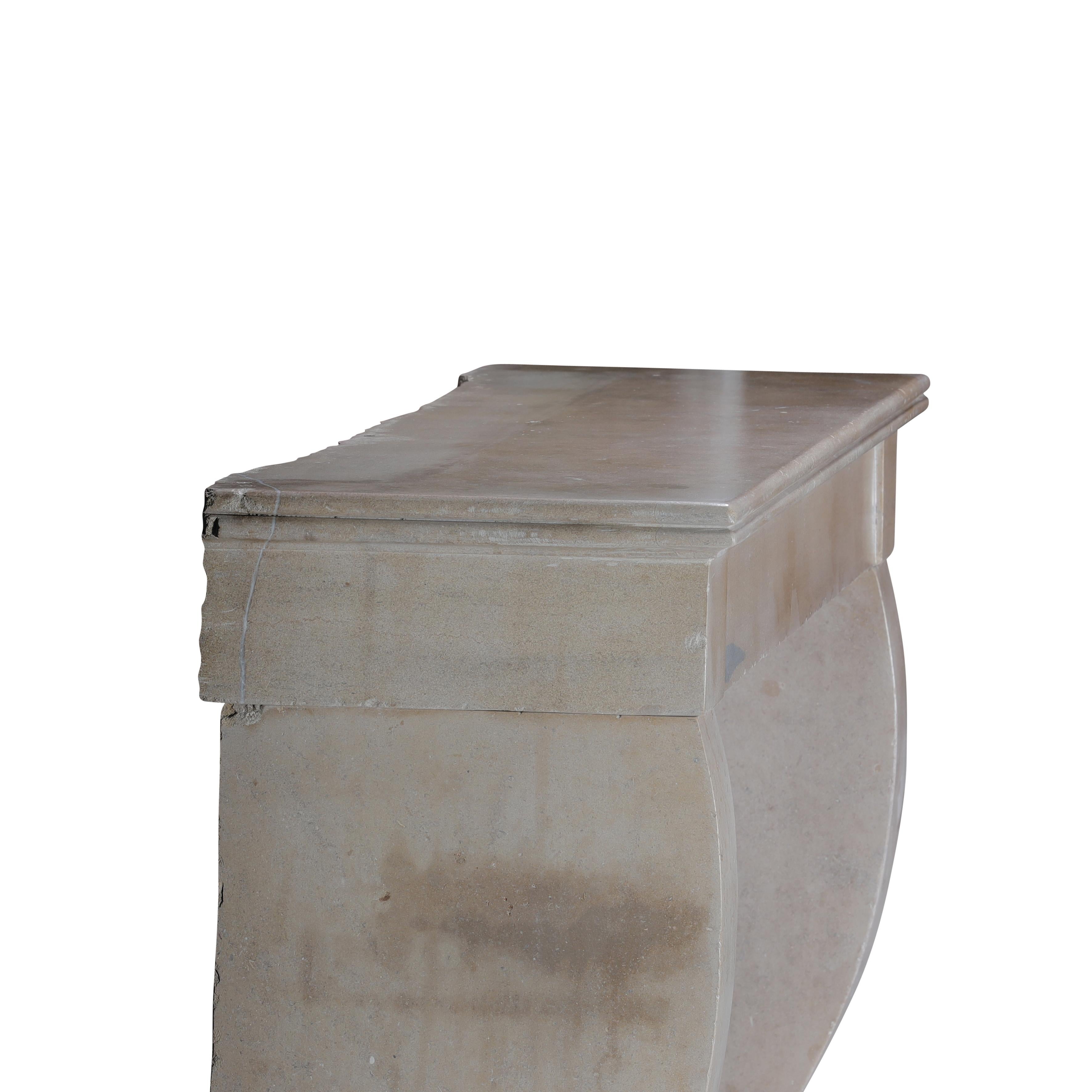 Authentic French Fireplace Mantel– Timeless Elegance in Beige Stone For Sale 10