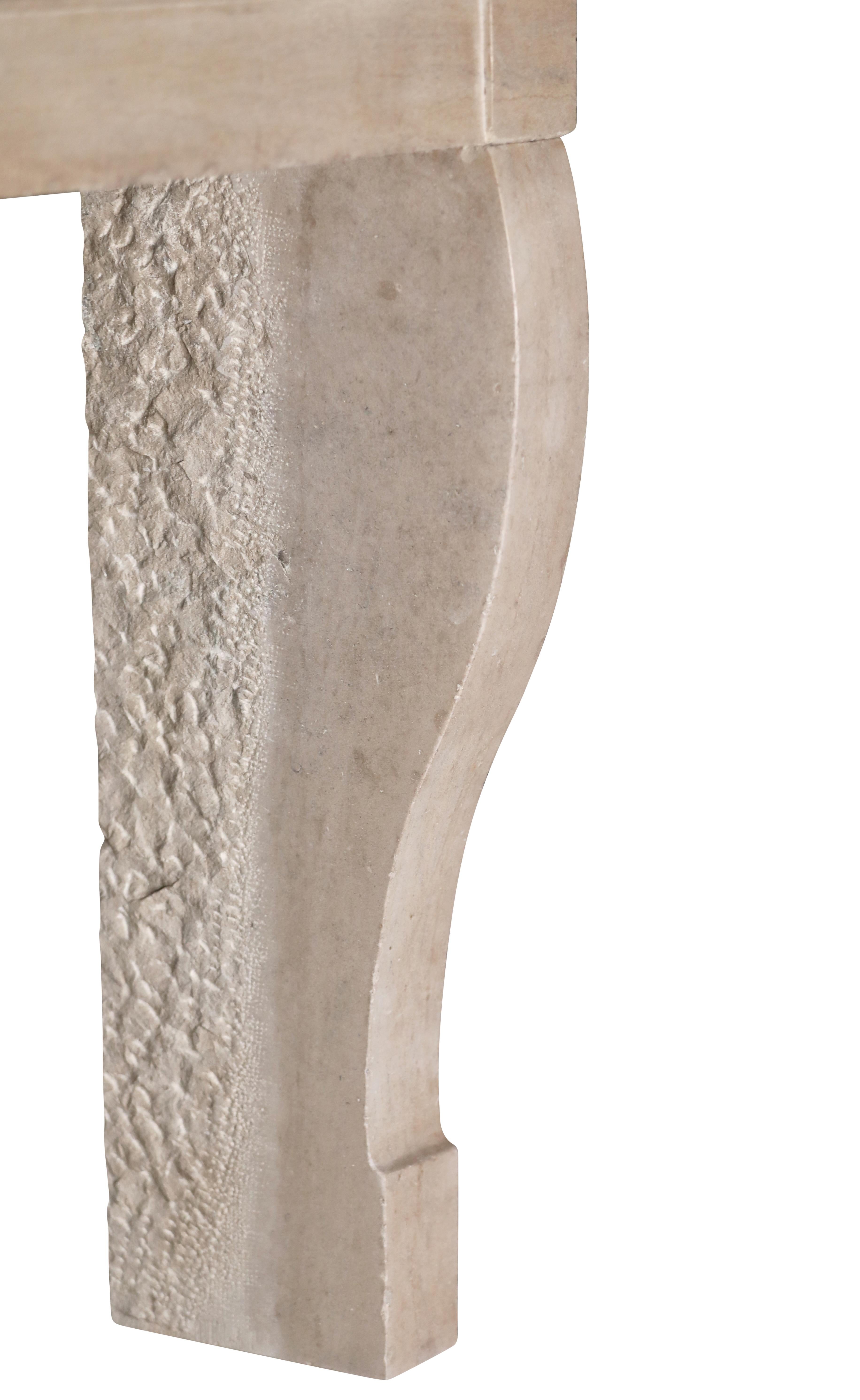 Authentic French Fireplace Mantel– Timeless Elegance in Beige Stone For Sale 12
