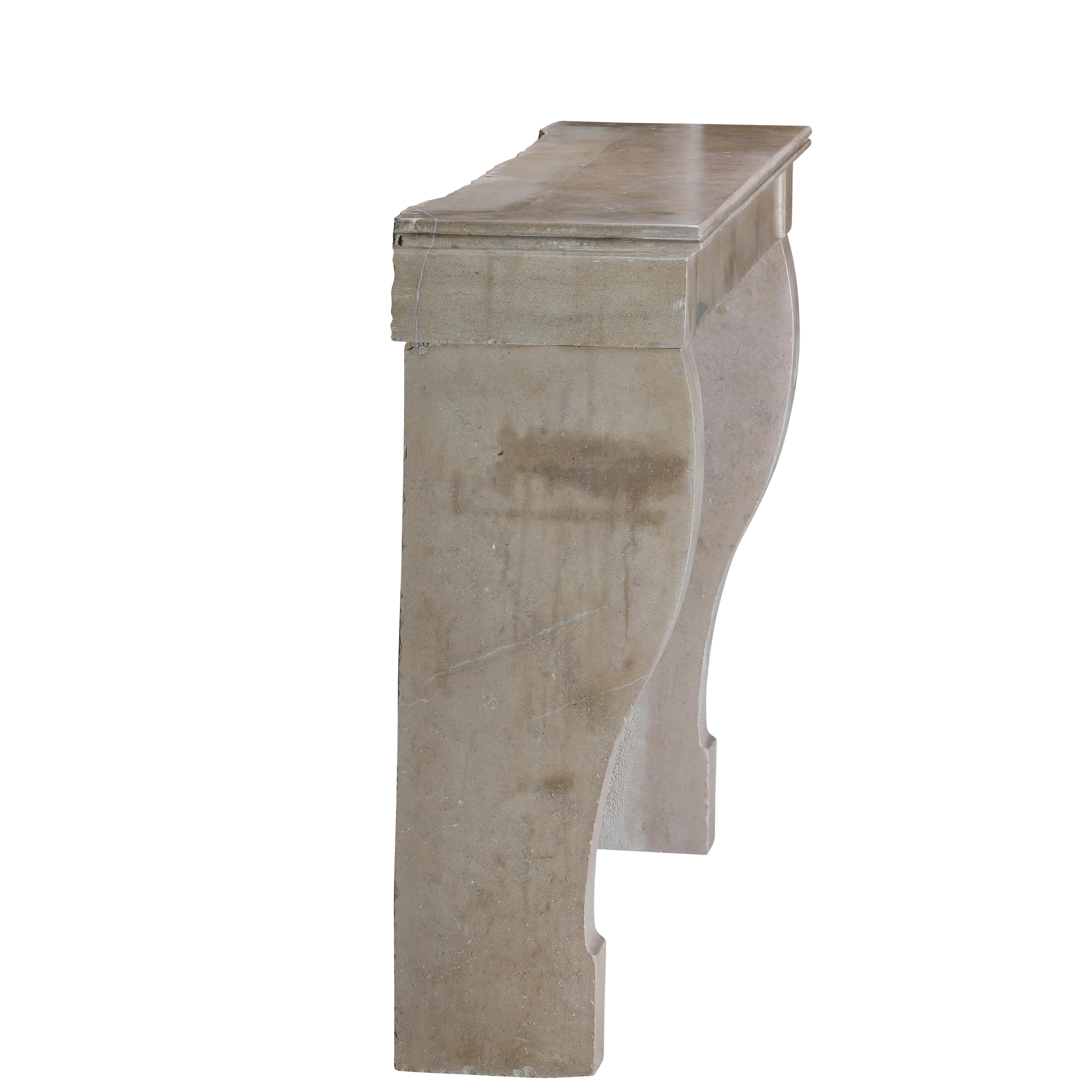 Authentic French Fireplace Mantel– Timeless Elegance in Beige Stone For Sale 13