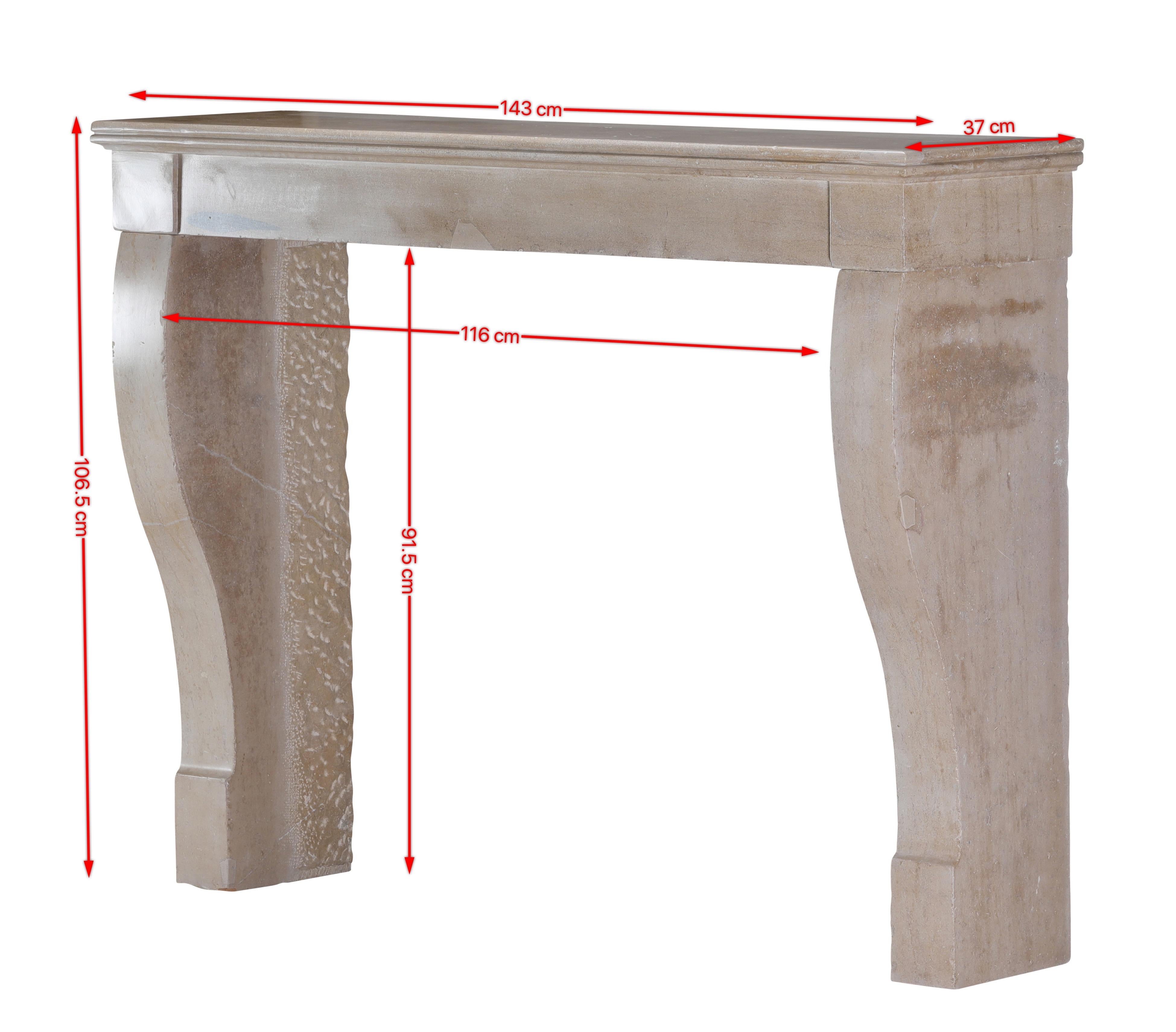 This authentic French fireplace surround embodies timeless architectural simplicity. Carved from natural beige limestone, it showcases soft warm undertones and a subtle patina that reflects the relaxed elegance of southern France.
Its refined linear