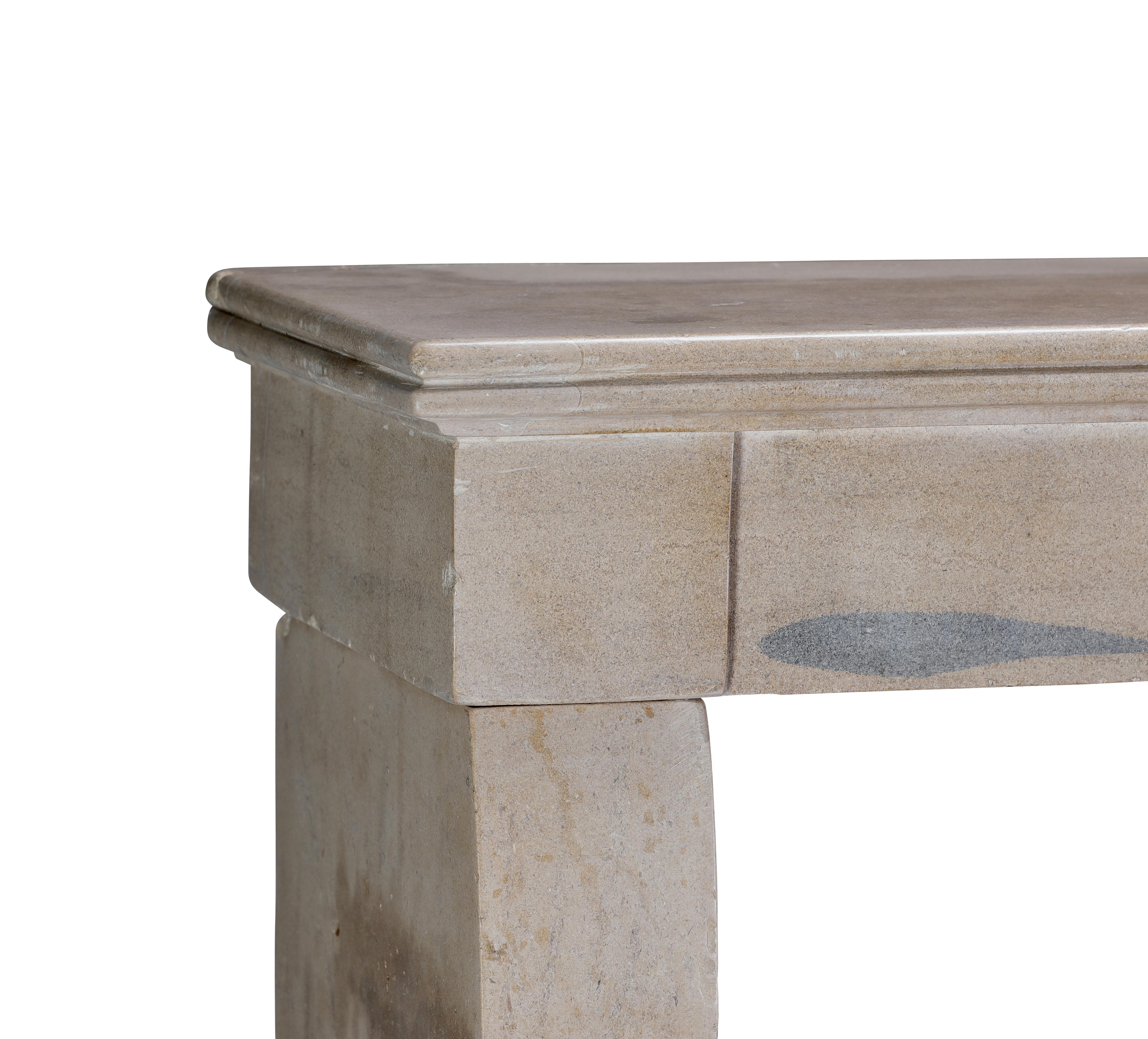 Authentic French Fireplace Mantel�– Timeless Elegance in Beige Stone For Sale 2