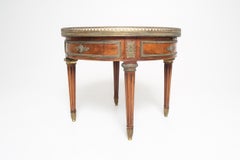 Authentic French Louis XVI Round Mahogany Gueridon Table with Marble top
