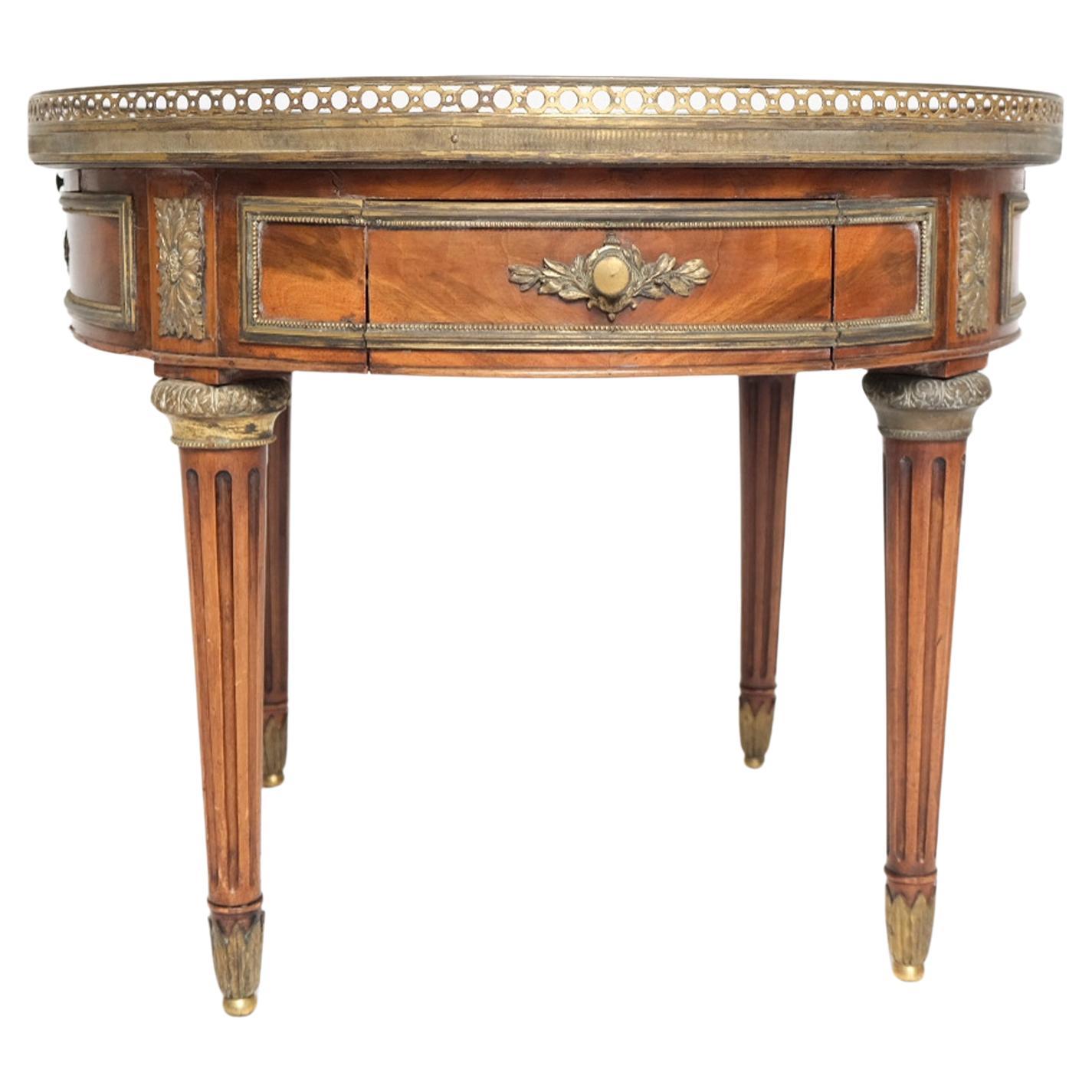 Authentic French Louis XVI Round Mahogany Gueridon Table with Marble top en venta