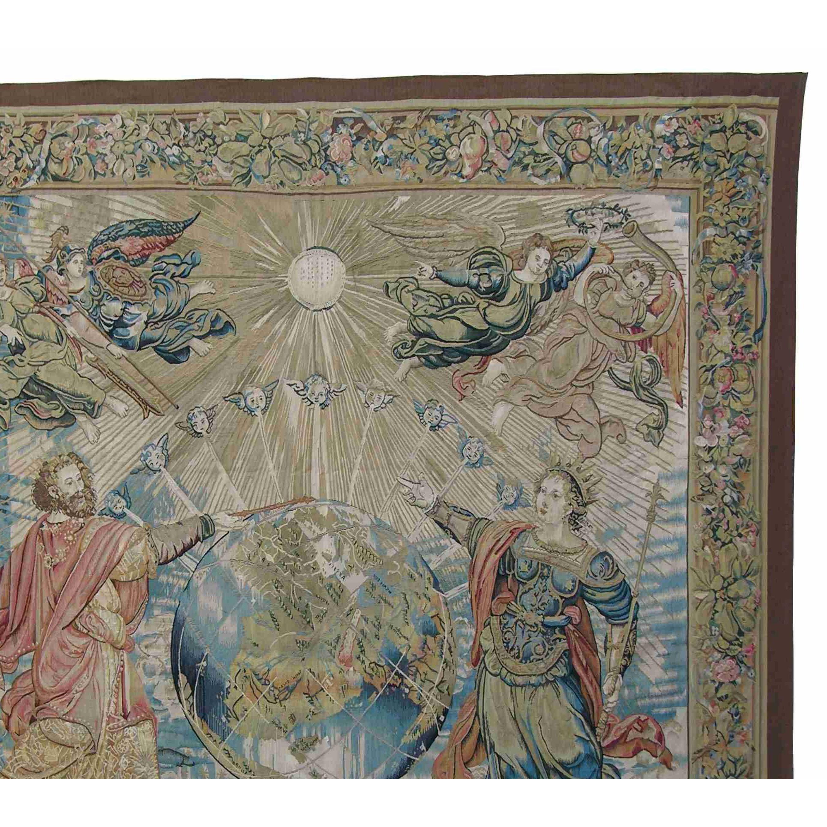 Authentic French Needlework Tapestry 8'2'' X 7' Ft, Authentic, Traditional, Perfect Condition, One Of The Kind.