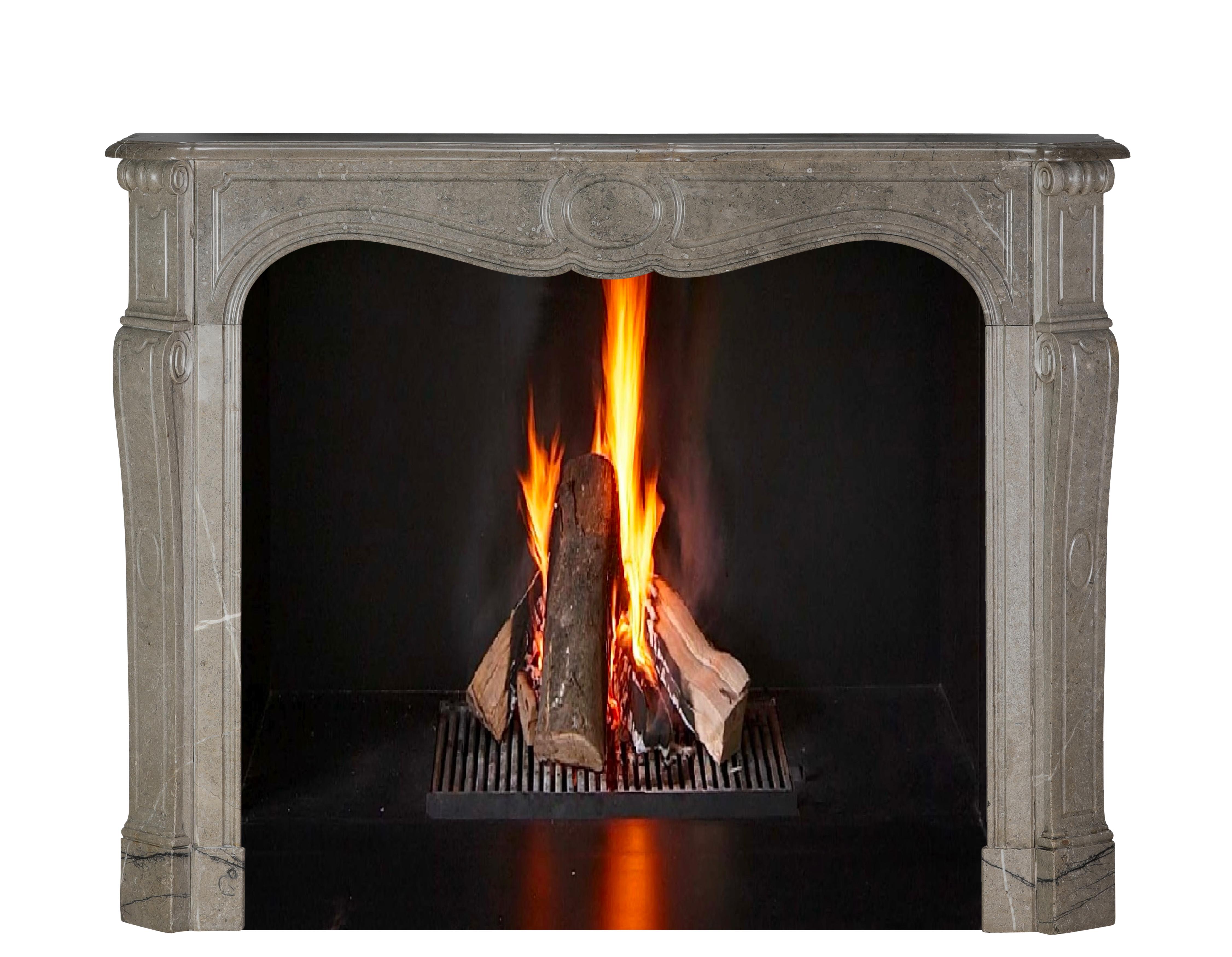 Authentic French Pompadour Fireplace Mantel In Mastic-Green Color Marble For Sale 5