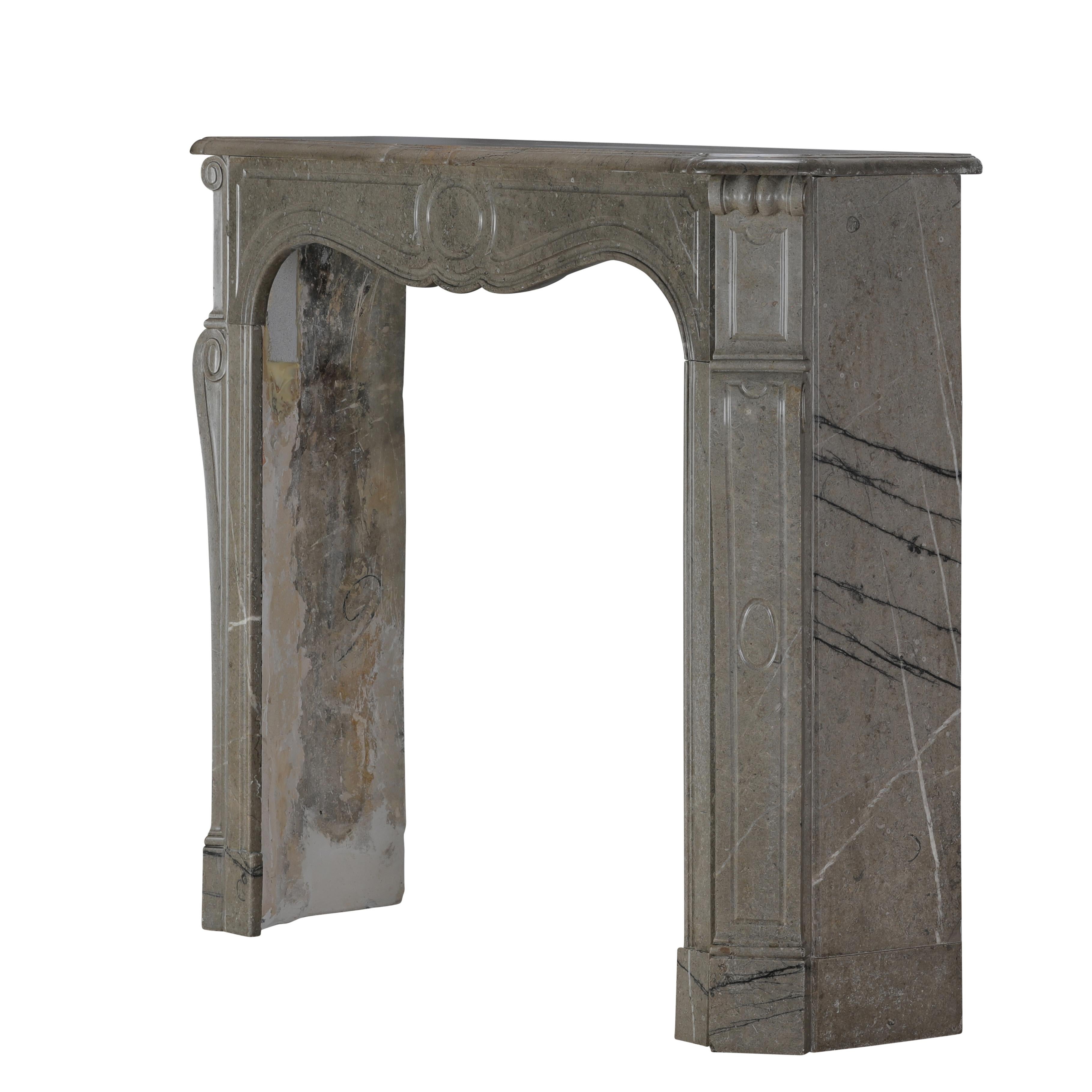 Authentic French Pompadour Fireplace Mantel In Mastic-Green Color Marble For Sale 6