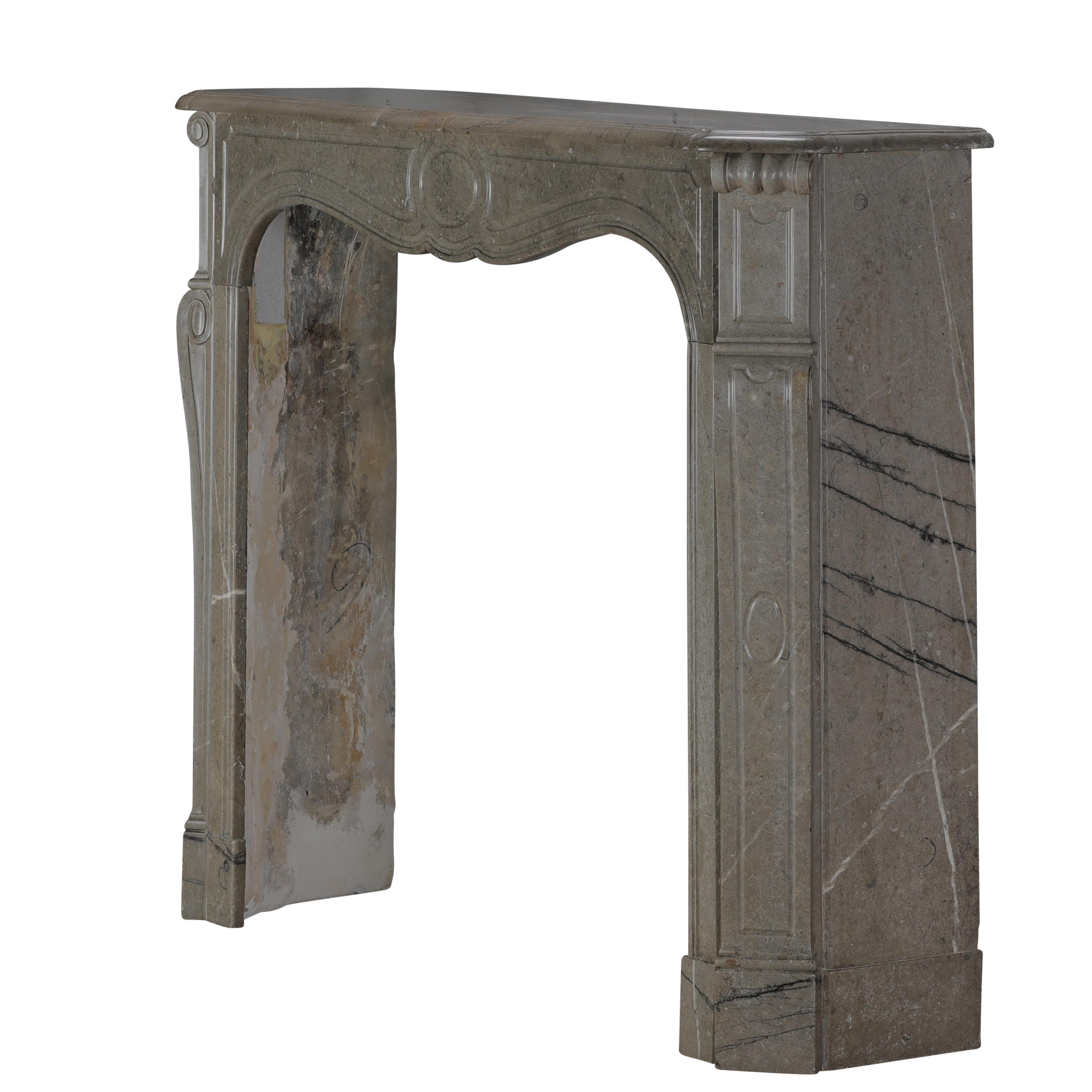 Authentic French Pompadour Fireplace Mantel In Mastic-Green Color Marble For Sale 7