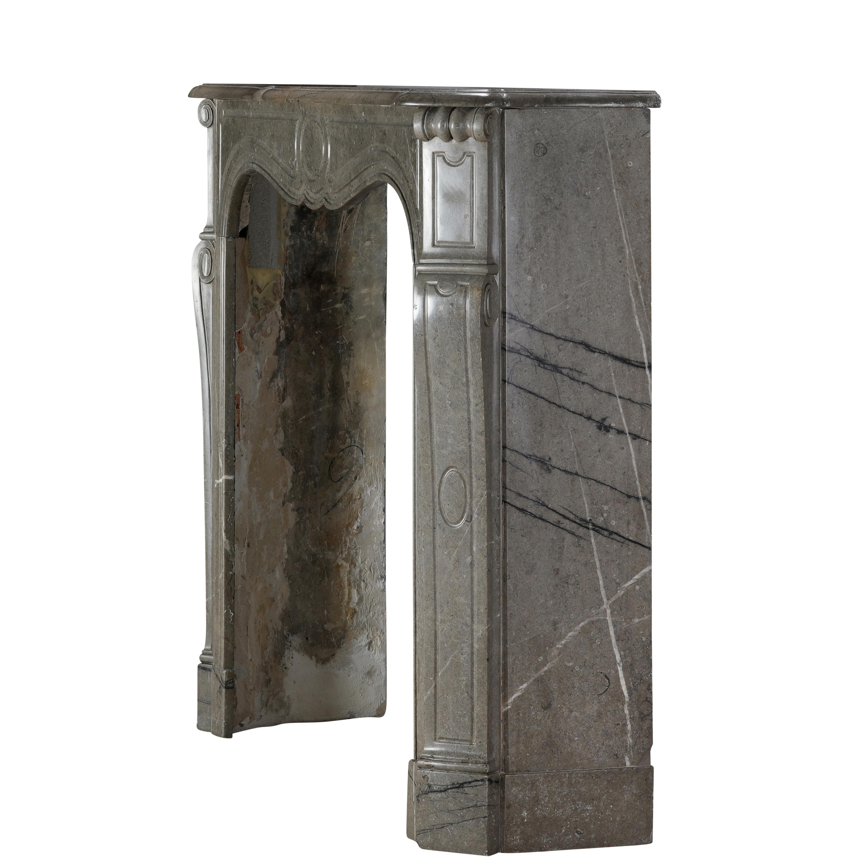 Authentic French Pompadour Fireplace Mantel In Mastic-Green Color Marble For Sale 8