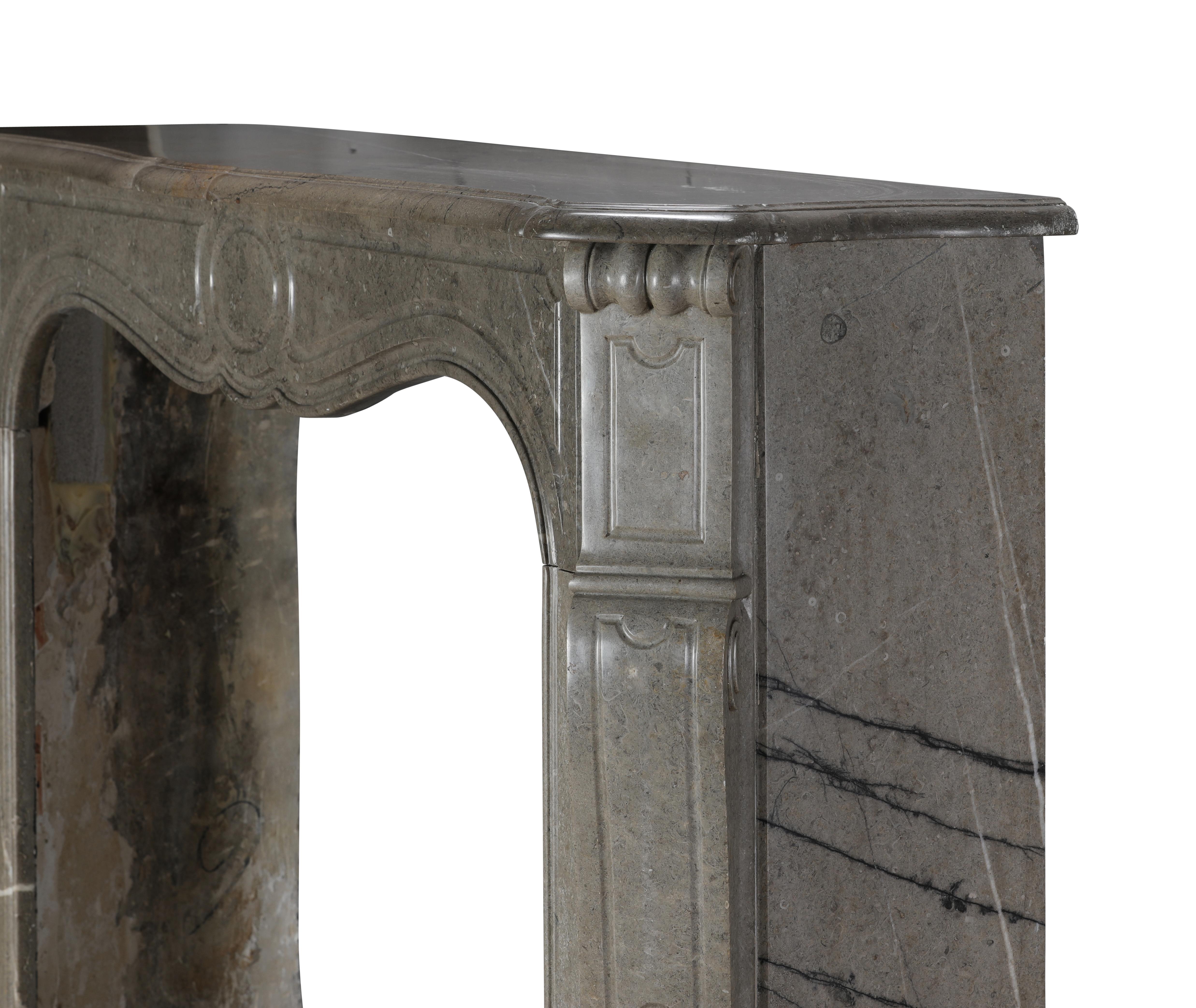 Authentic French Pompadour Fireplace Mantel In Mastic-Green Color Marble For Sale 9