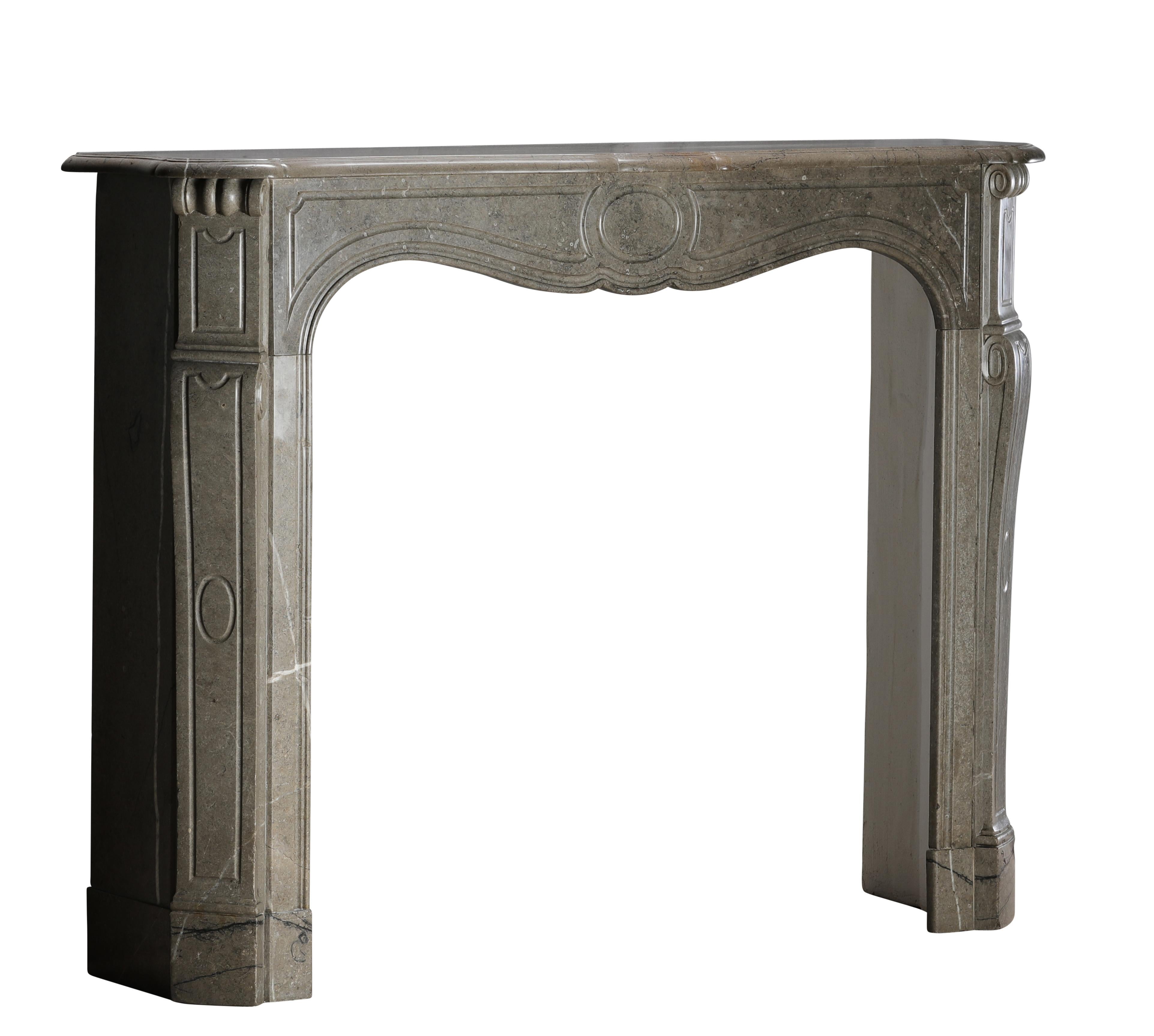 Authentic French Pompadour Fireplace Mantel In Mastic-Green Color Marble For Sale 10