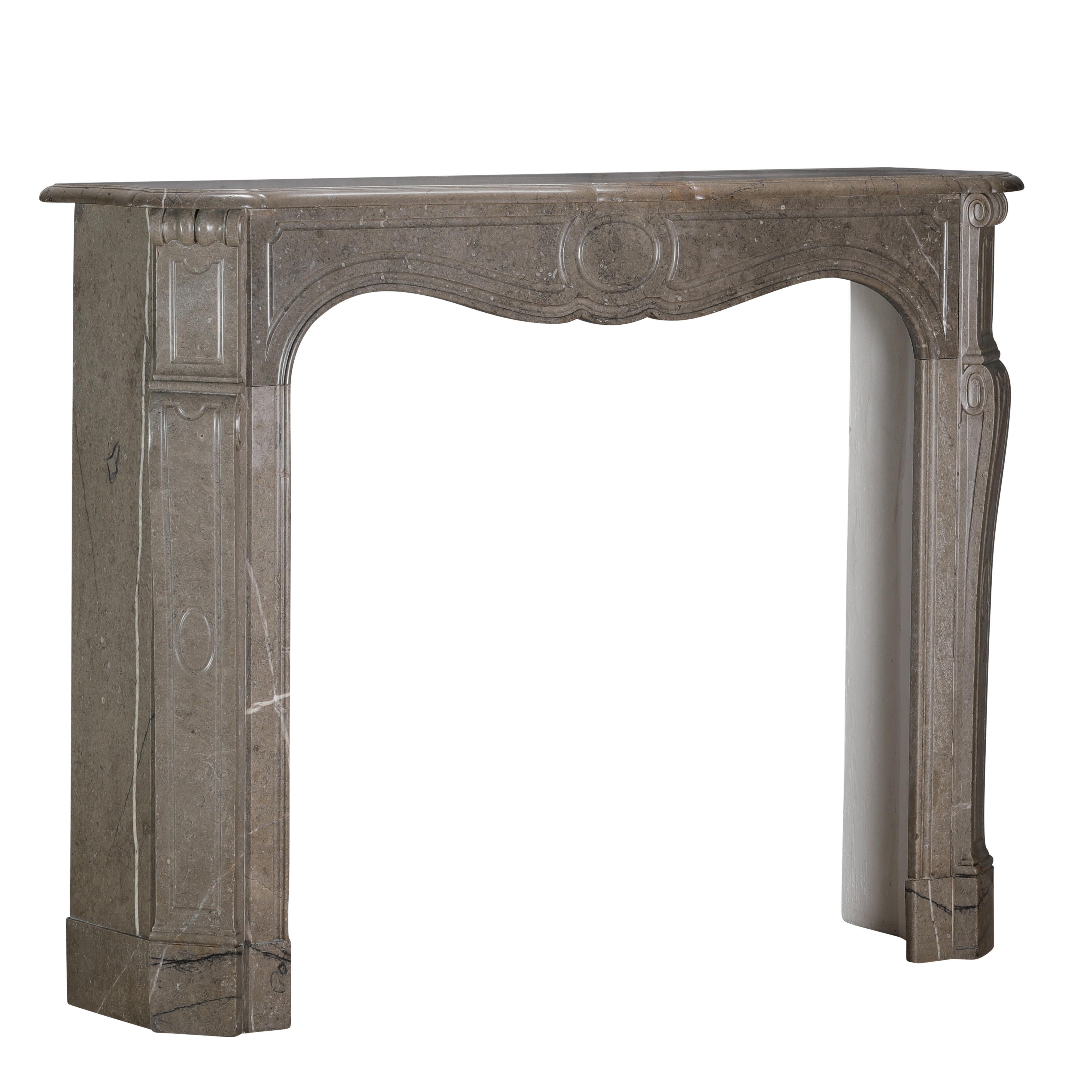 Authentic French Pompadour Fireplace Mantel In Mastic-Green Color Marble For Sale 11