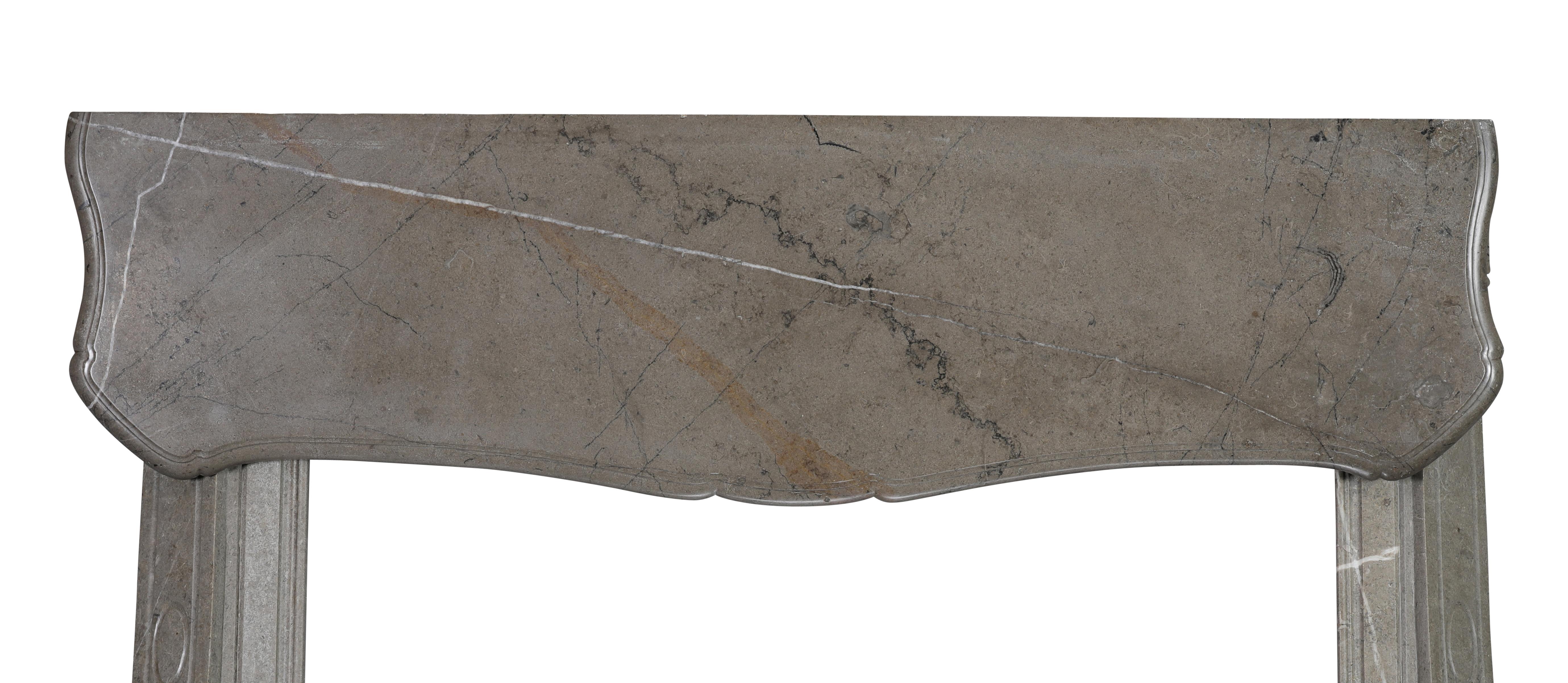 Authentic French Pompadour Fireplace Mantel In Mastic-Green Color Marble For Sale 14