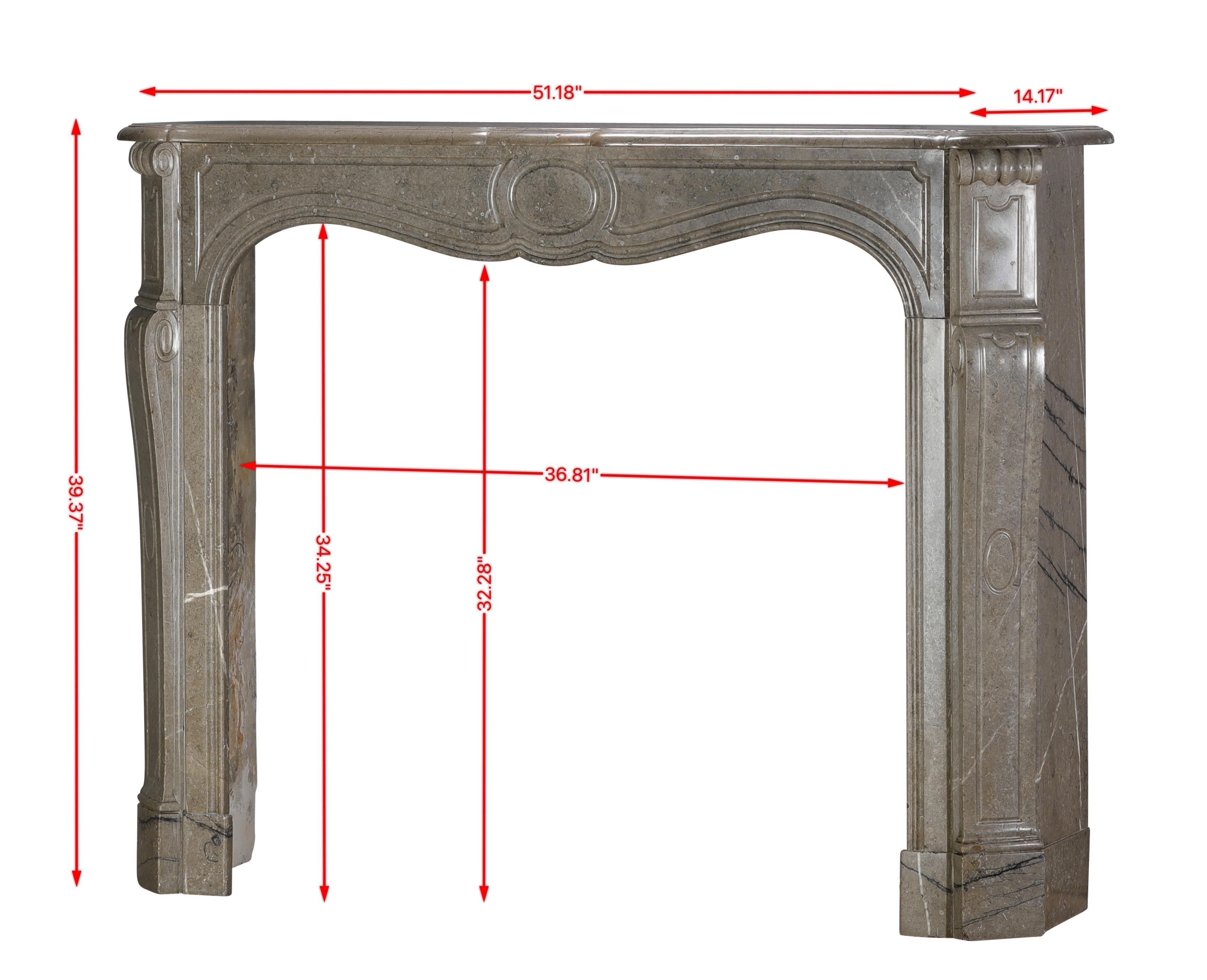 Louis XV Authentic French Pompadour Fireplace Mantel In Mastic-Green Color Marble For Sale