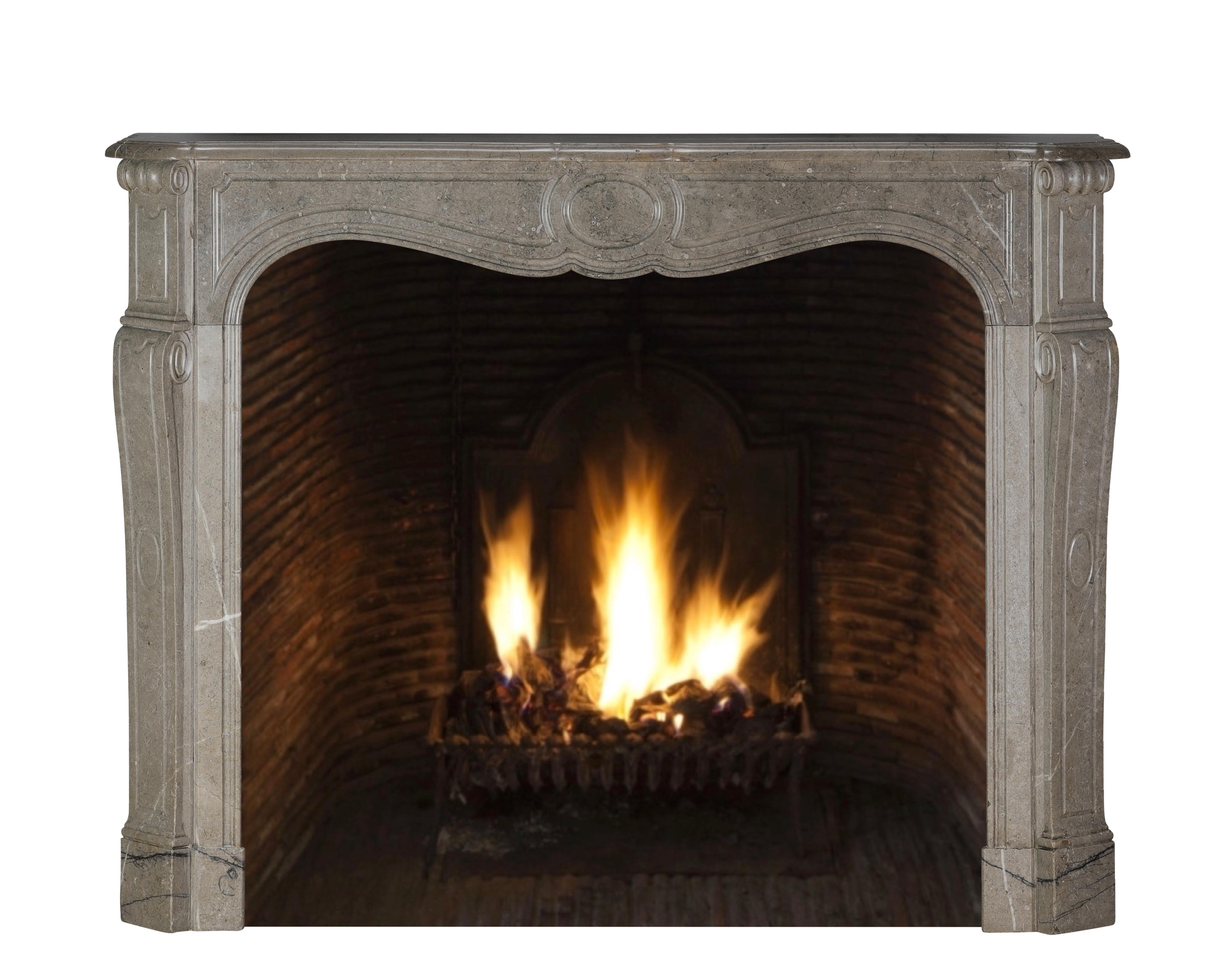 19th Century Authentic French Pompadour Fireplace Mantel In Mastic-Green Color Marble For Sale