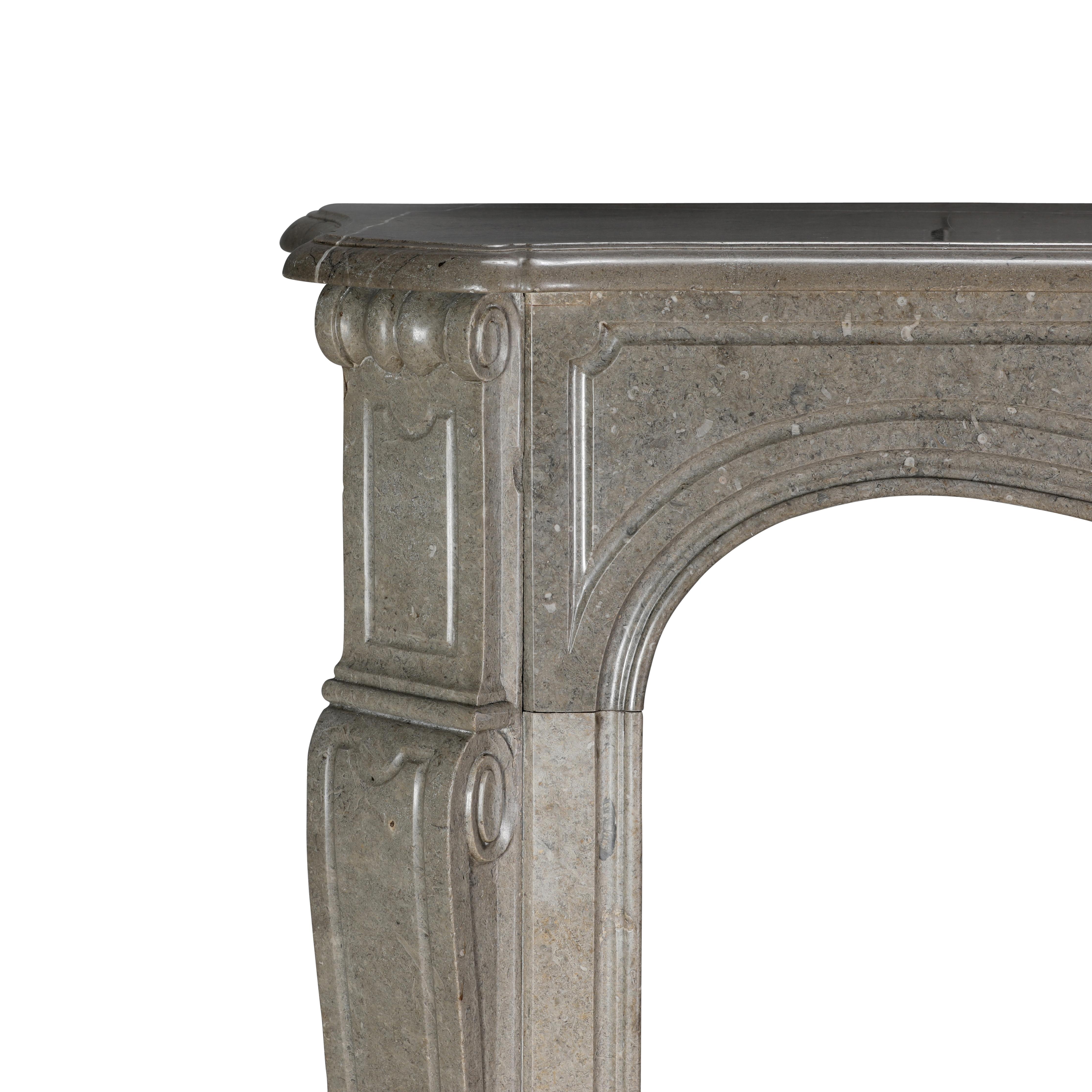 Authentic French Pompadour Fireplace Mantel In Mastic-Green Color Marble For Sale 1