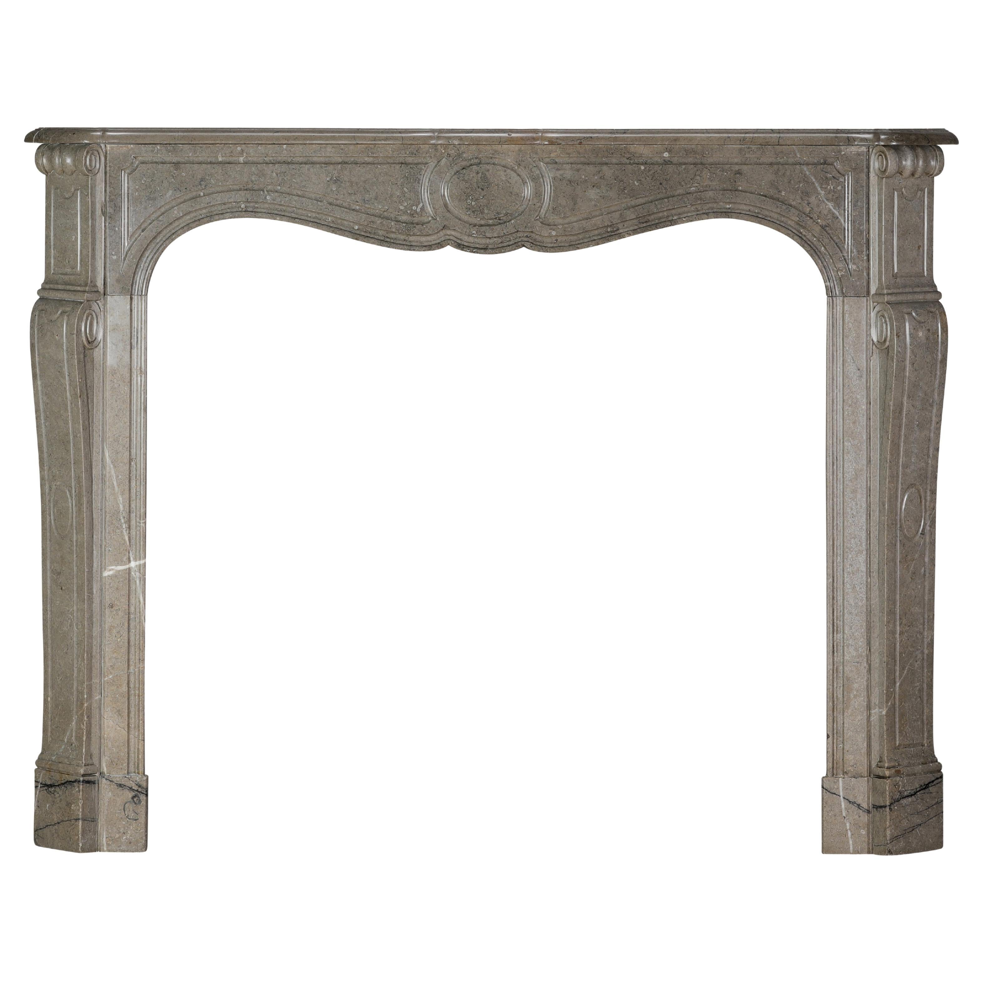 Authentic French Pompadour Fireplace Mantel In Mastic-Green Color Marble