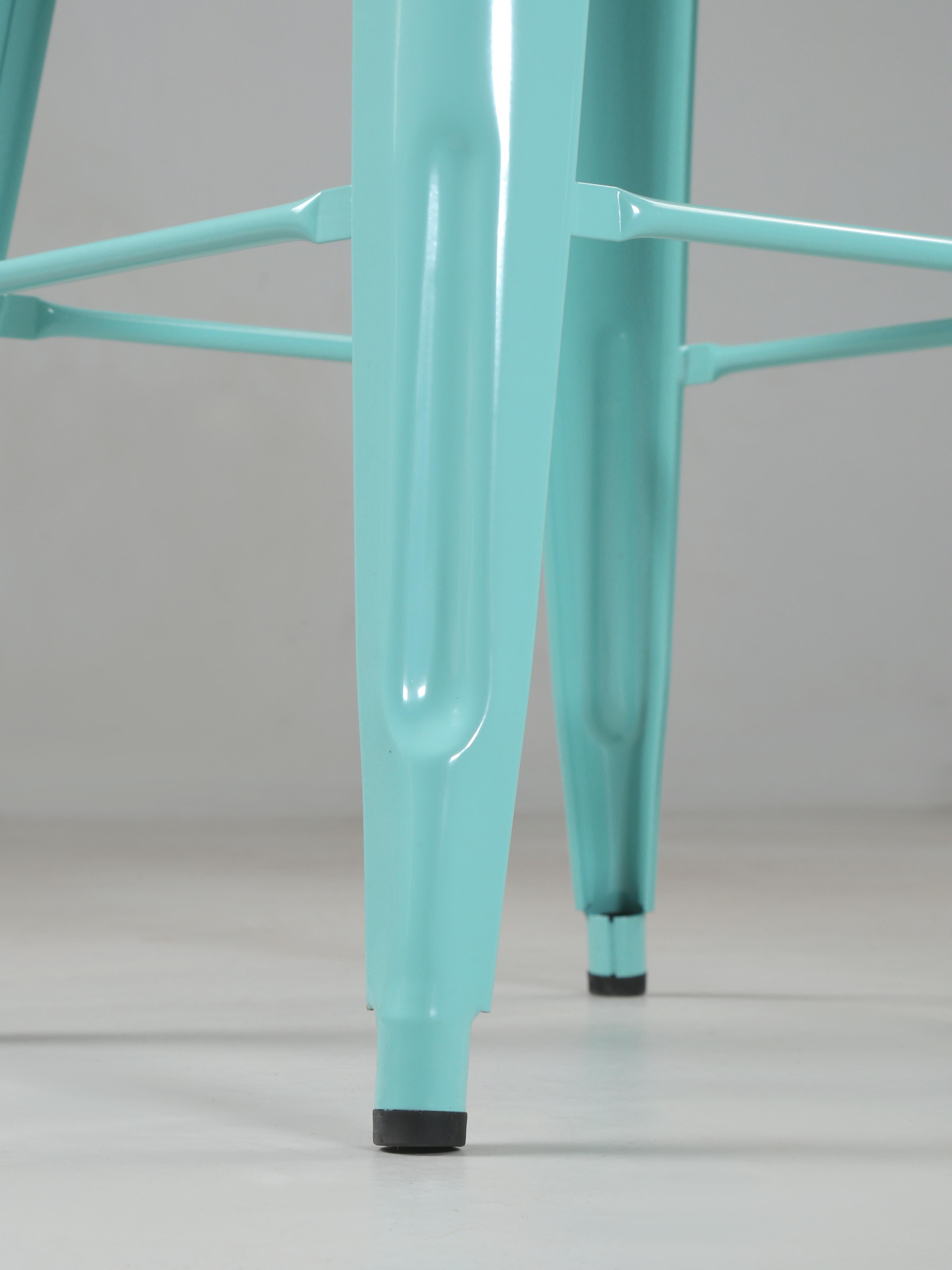 Authentic French Tolix Cyan Blue Stacking Steel Bar Height 30