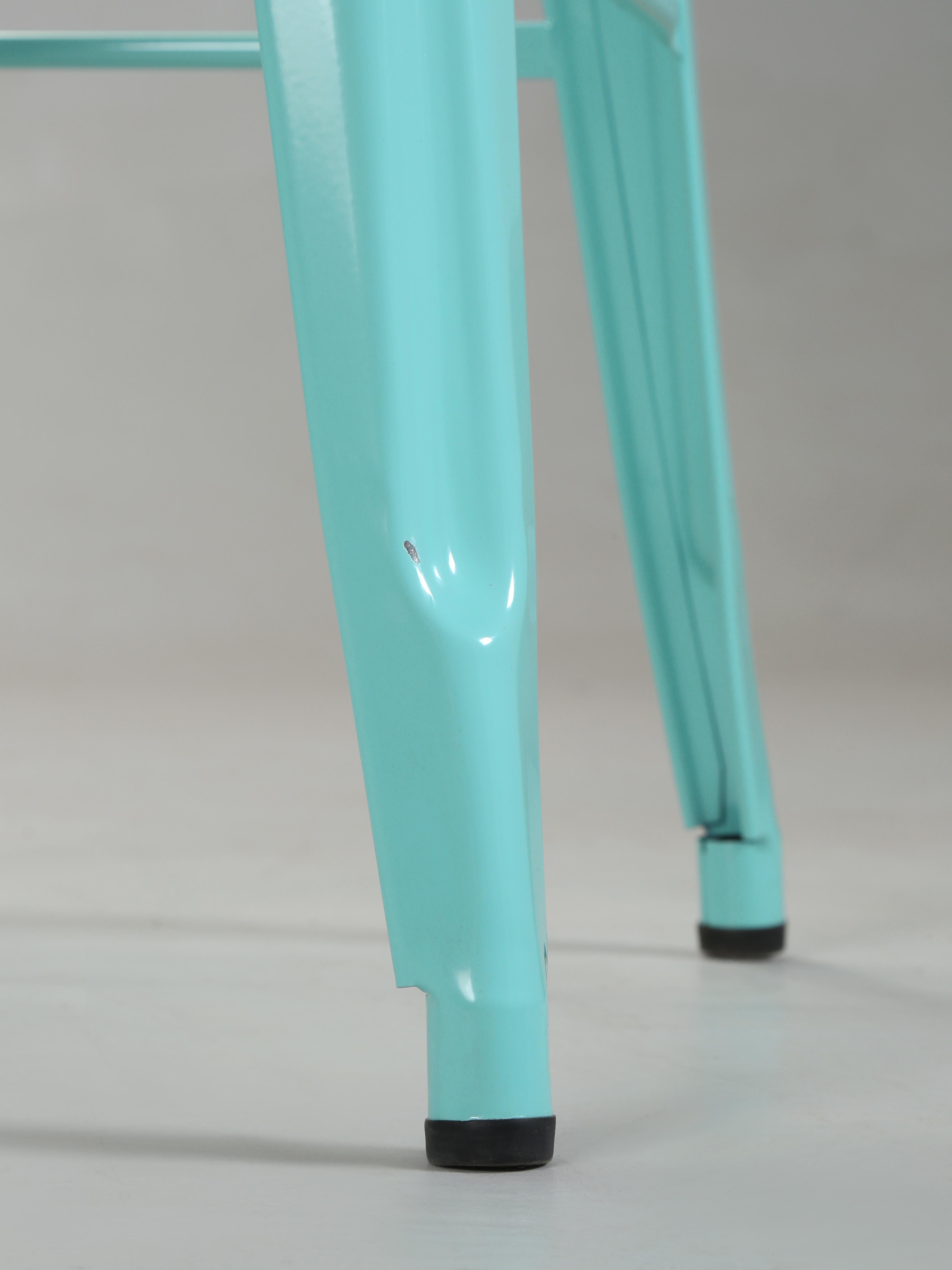 Authentic French Tolix Cyan Blue Stacking Steel Bar Height 30
