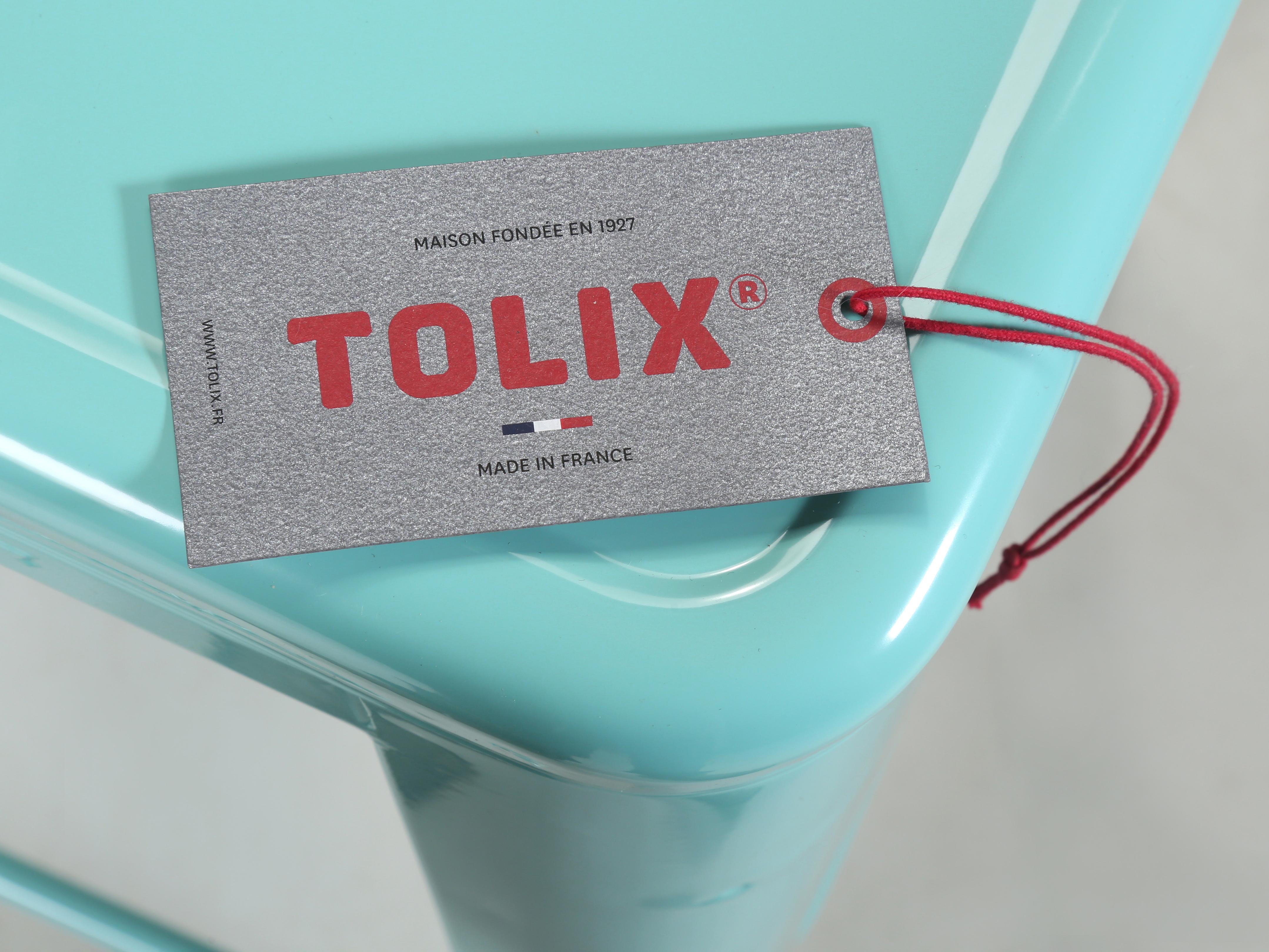 Authentic French Tolix Cyan Blue Stacking Steel Bar Height 30