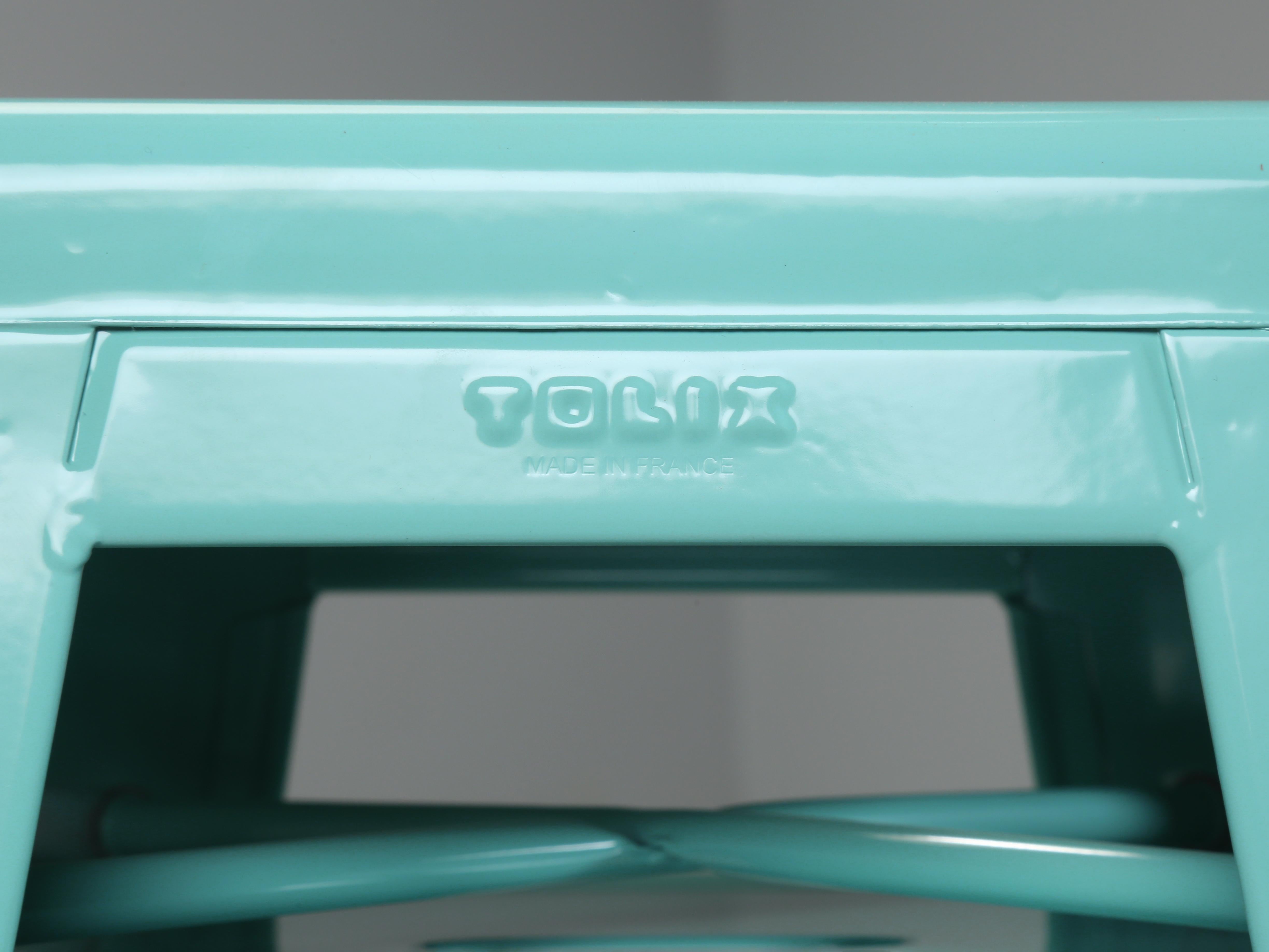 Authentic French Tolix Cyan Blue Stacking Steel Bar Height 30
