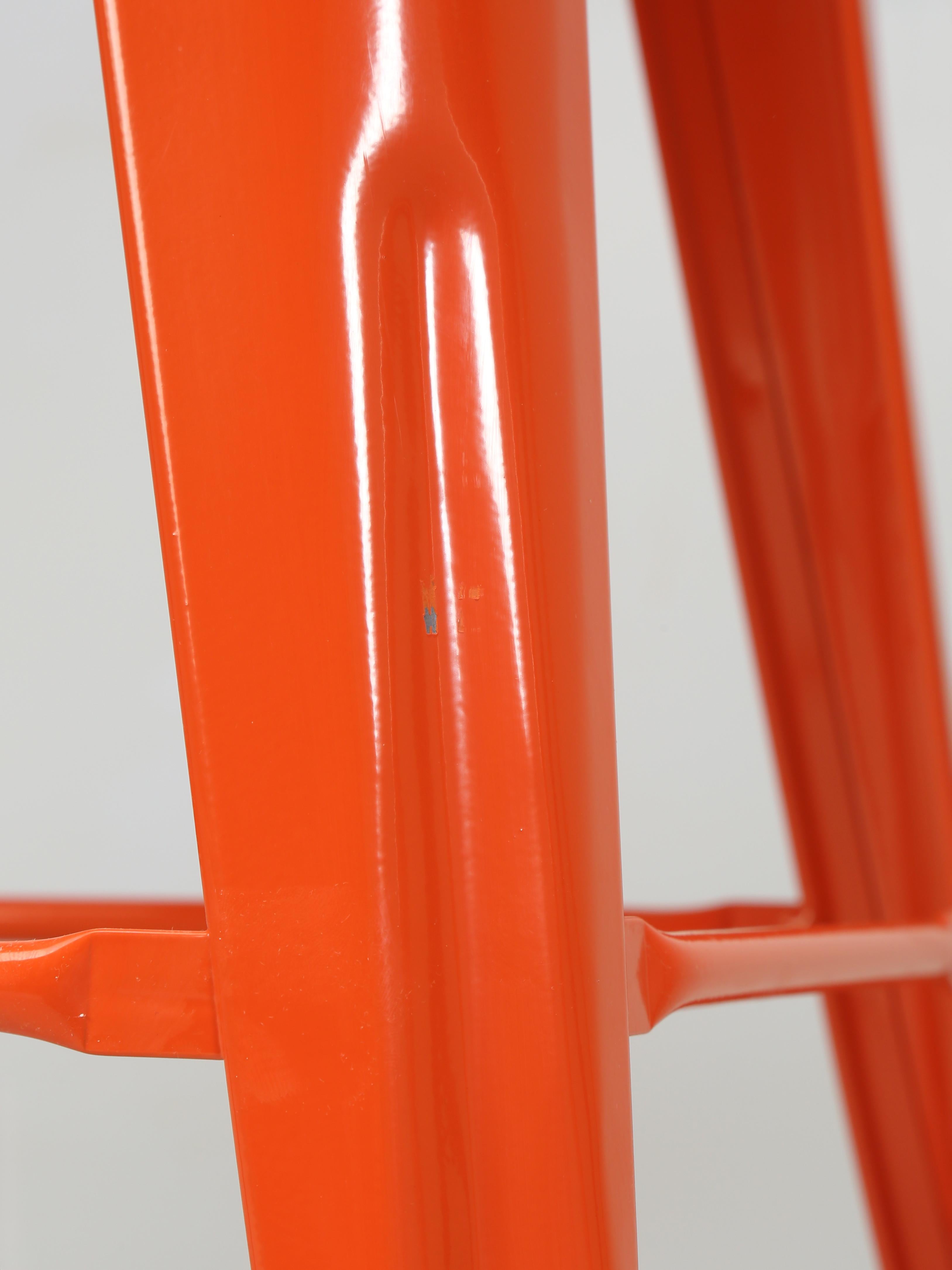 Authentic French Tolix Set 3 Orange Counter Height Stools More Colors Available For Sale 2