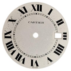 Authentisches Original Cartier Zifferblatt - Silbernes Zifferblatt m. Schwarze römische Ziffern 