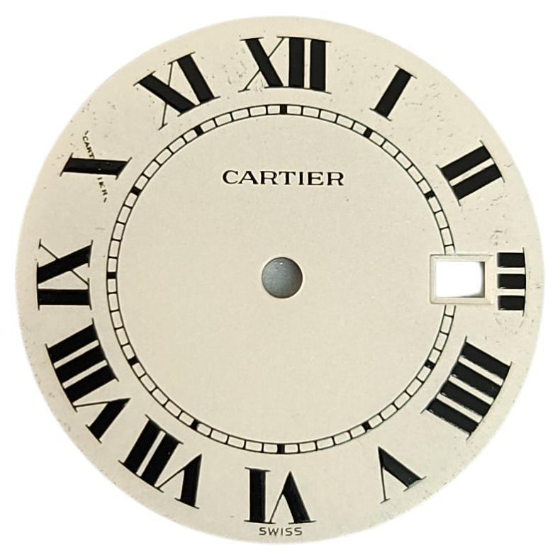 Authentic Genuine Original Cartier White Dial w/ Black Roman Numerals with Date  For Sale