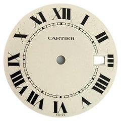 Authentique et authentique cadran blanc original Cartier avec chiffres romains noirs et date 