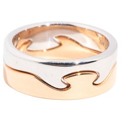 Authentique bague fusion contemporaine George Jensen en or rose et blanc 18 carats