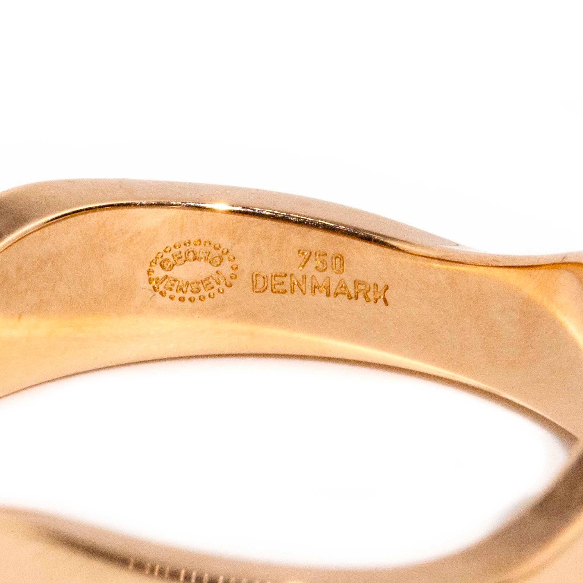 Authentic George Jensen Contemporary 18 Carat Rose Gold Interlocking Fusion Ring 6