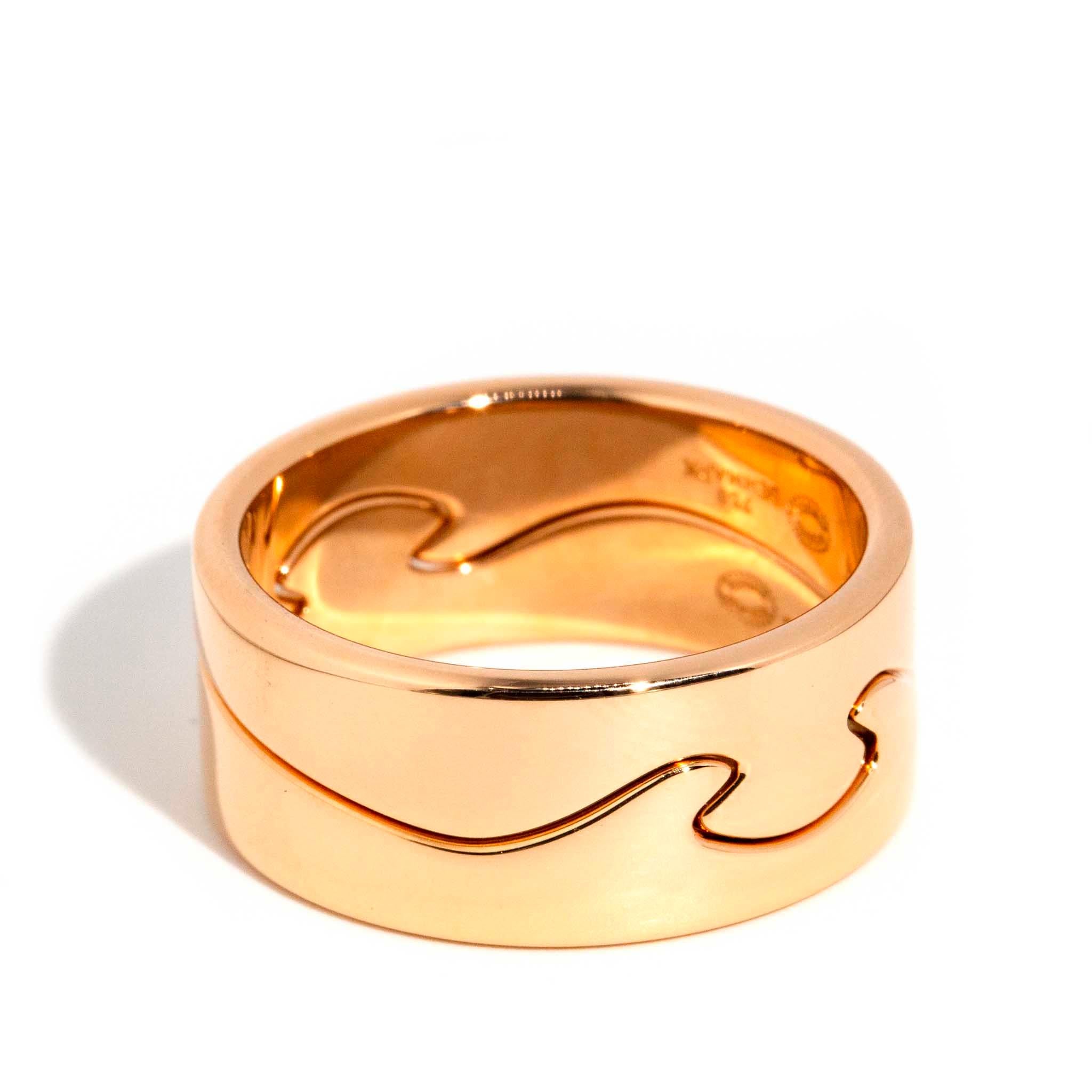 Authentic George Jensen Contemporary 18 Carat Rose Gold Interlocking Fusion Ring In Good Condition In Hamilton, AU