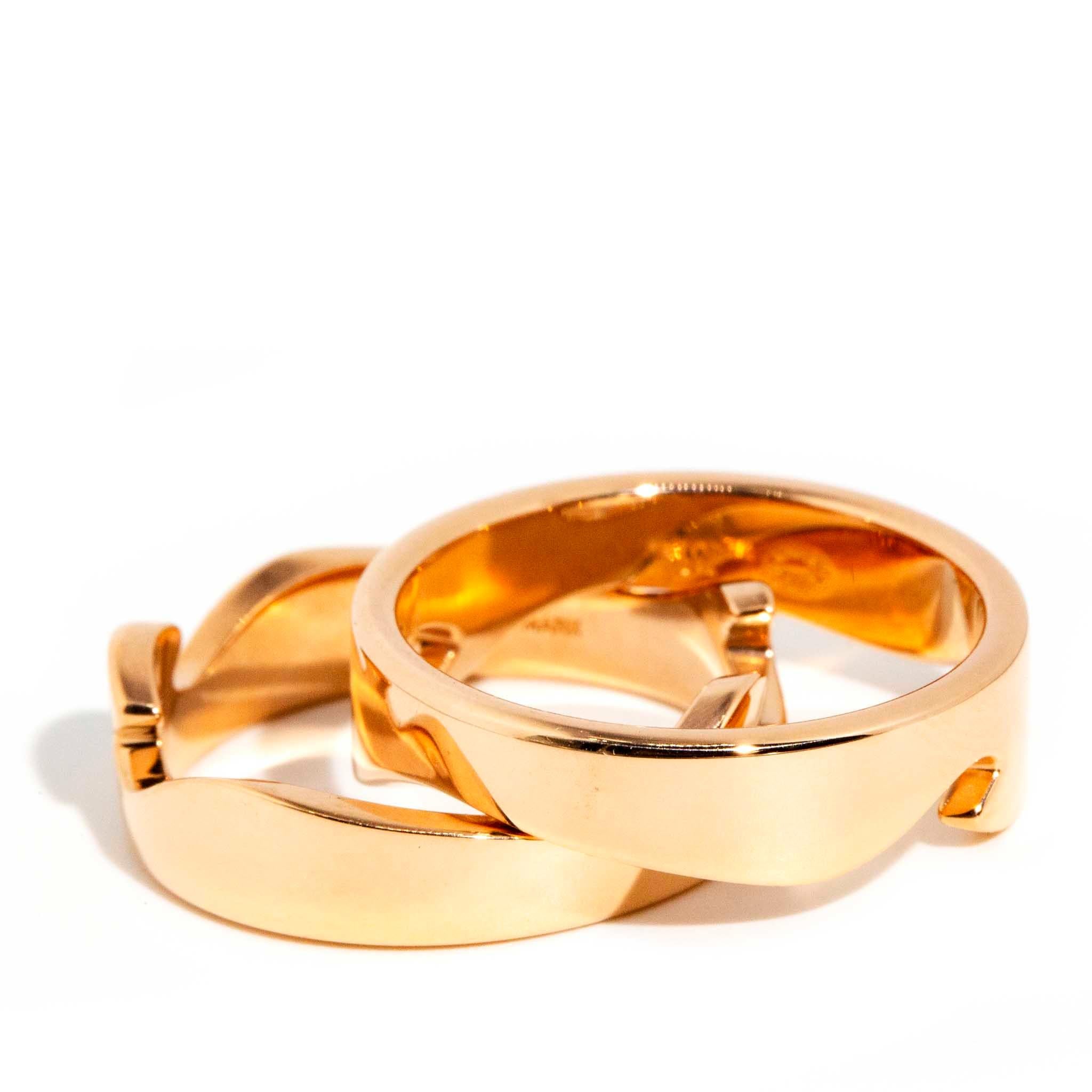 Authentic George Jensen Contemporary 18 Carat Rose Gold Interlocking Fusion Ring 1