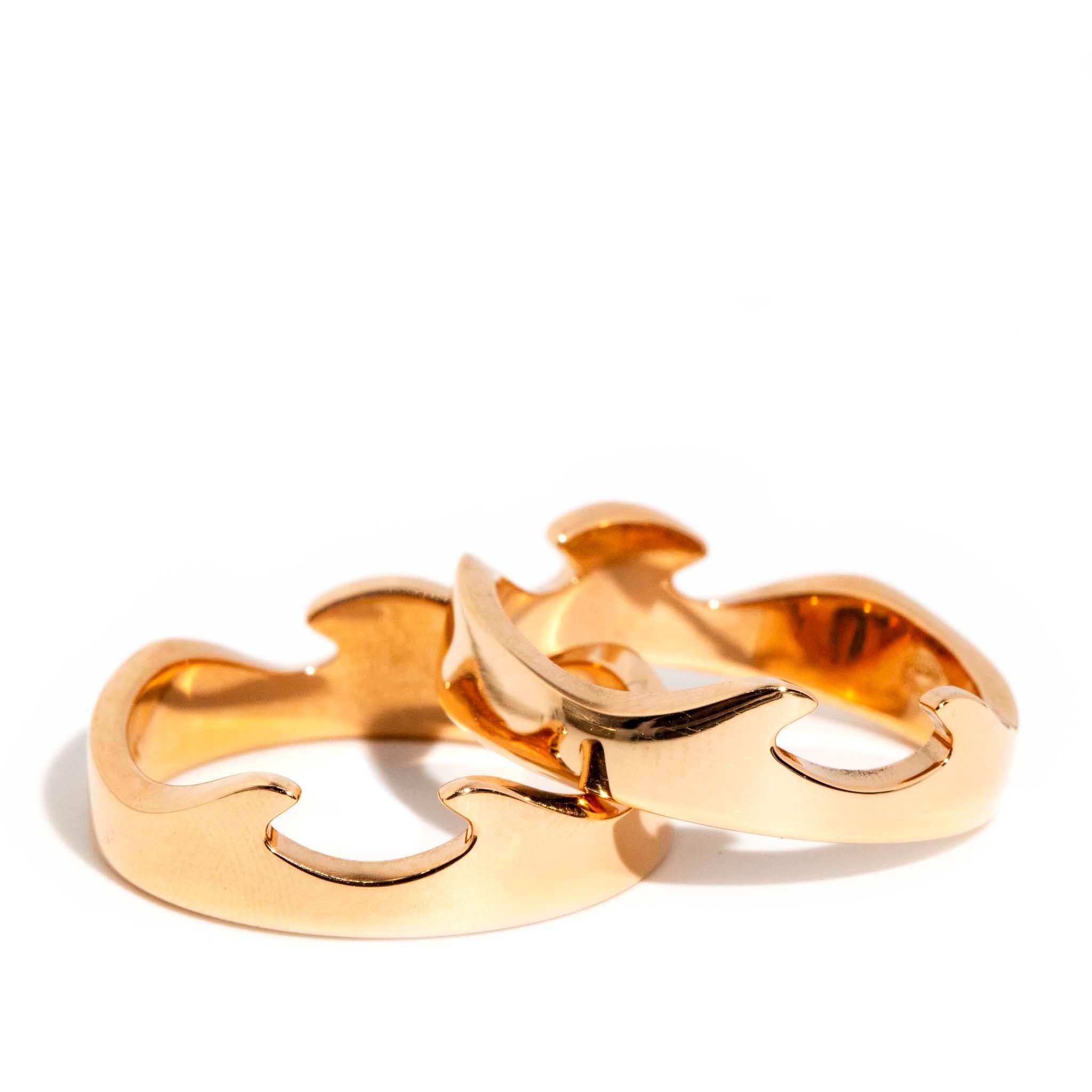 Authentic George Jensen Contemporary 18 Carat Rose Gold Interlocking Fusion Ring 2
