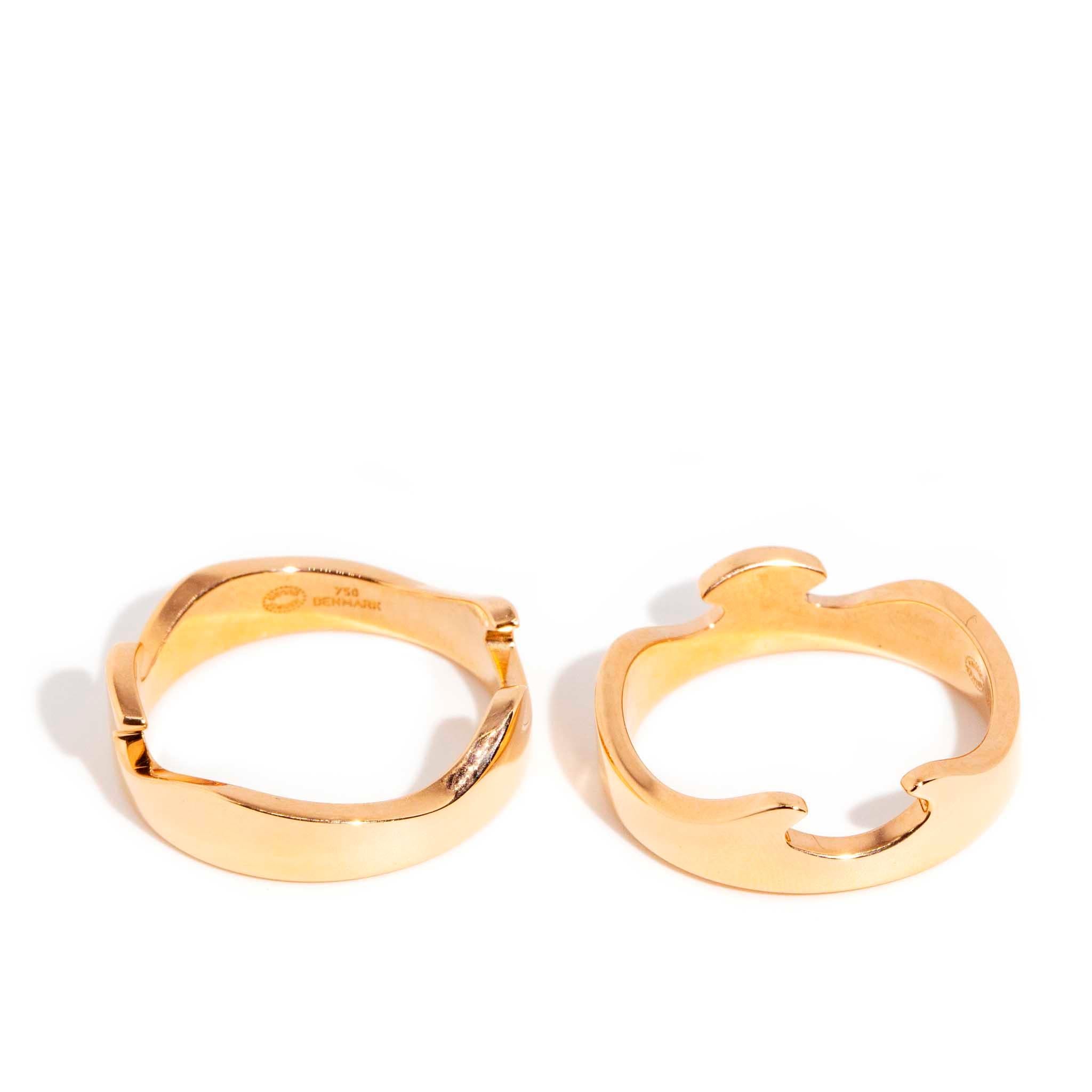 Authentic George Jensen Contemporary 18 Carat Rose Gold Interlocking Fusion Ring 3