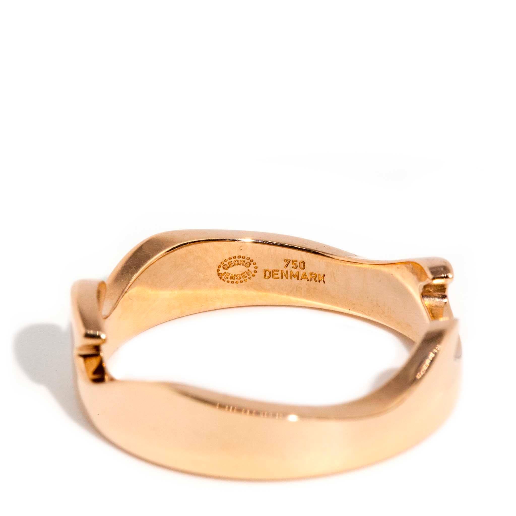 Authentic George Jensen Contemporary 18 Carat Rose Gold Interlocking Fusion Ring 5