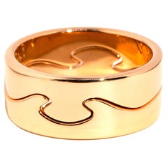 Authentic George Jensen Contemporary 18 Carat Rose Gold Interlocking Fusion Ring