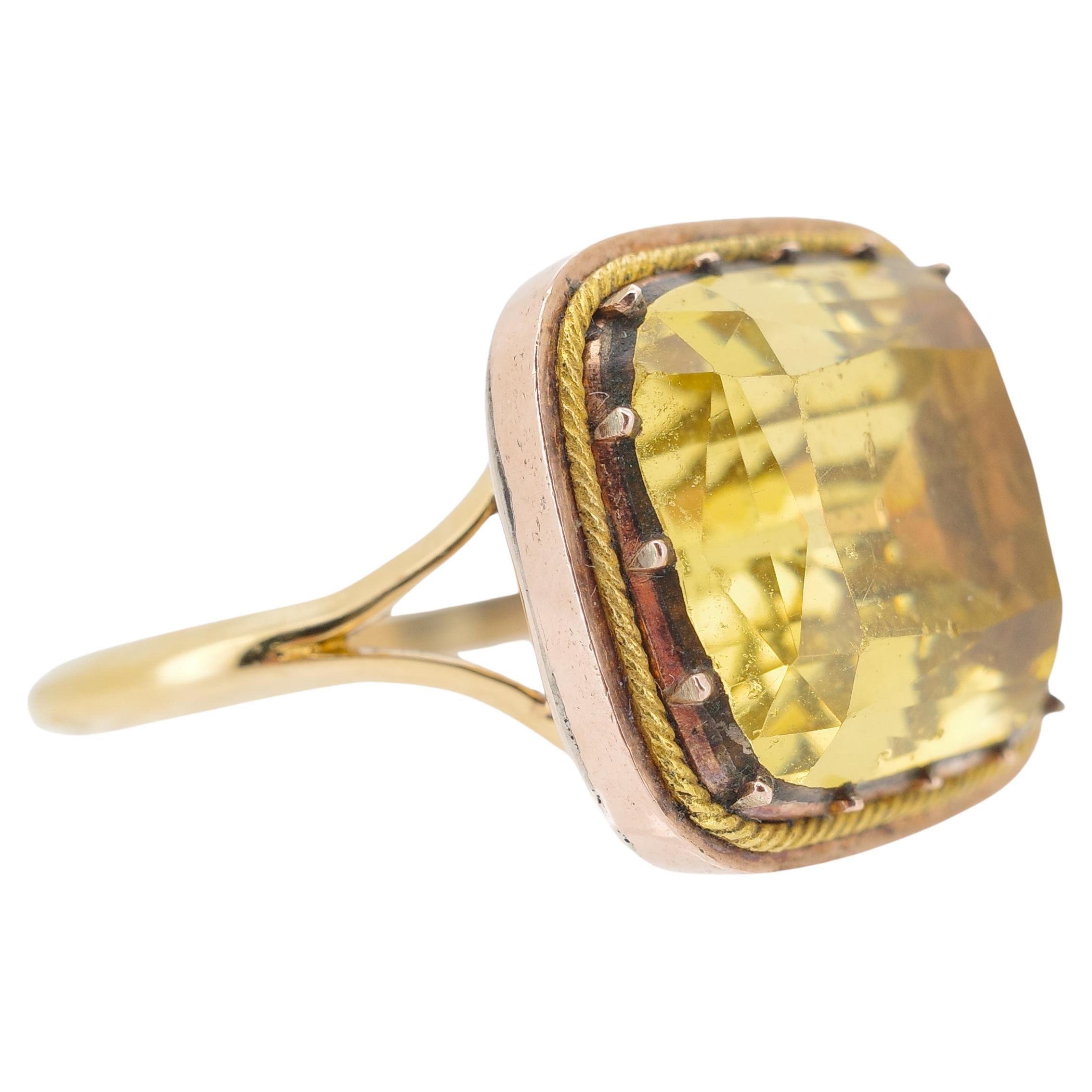 Authentic Georgian 18K Gold
Paste Citrine Ring — Rare Large-Scale Size 9