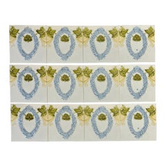 Authentic Glazed Art Nouveau Relief Tiles Laurel Wreath, Belgium, circa 1920s