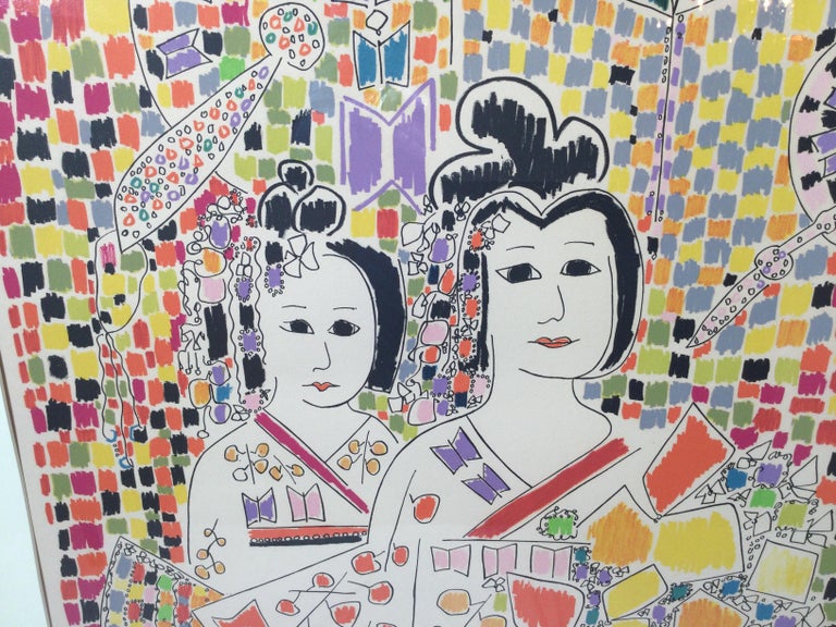 Late 20th Century Authentic Signed Gloria Vanderbilt Litho, Titled Two Japanese 1970's For Sale