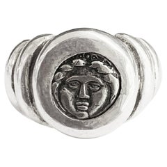 Antique Authentic Greek coin 4th Cent. BC Silver Ring depicting God Apollo
