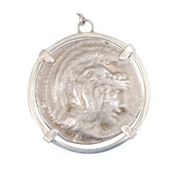 Authentic Greek Silver Athena and Owl Coin in Sterling Silver Pendant and Chain