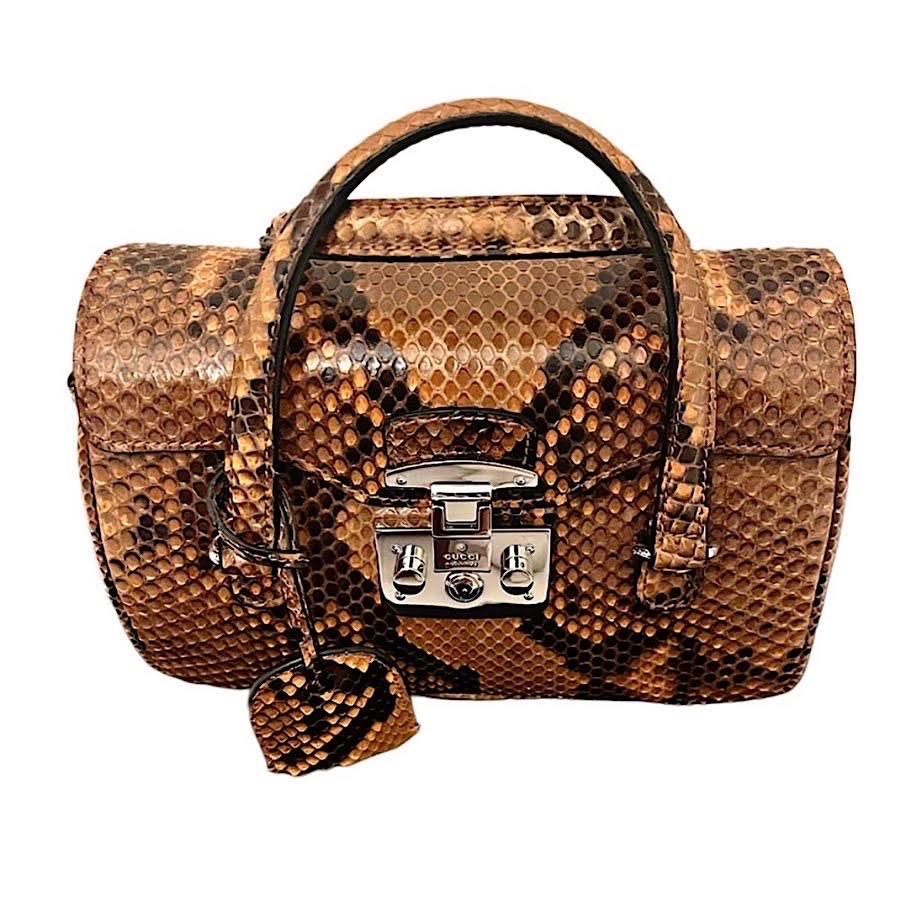 Authentic Gucci 14 FW Frida Giannini Runway Python Lady Lock Handbag For Sale