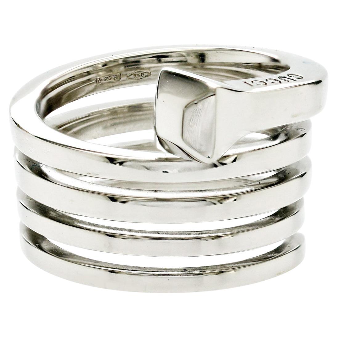 Autentico Gucci Anello Chiodo a Spirale in Oro Bianco 18k Misura 6.5 in vendita