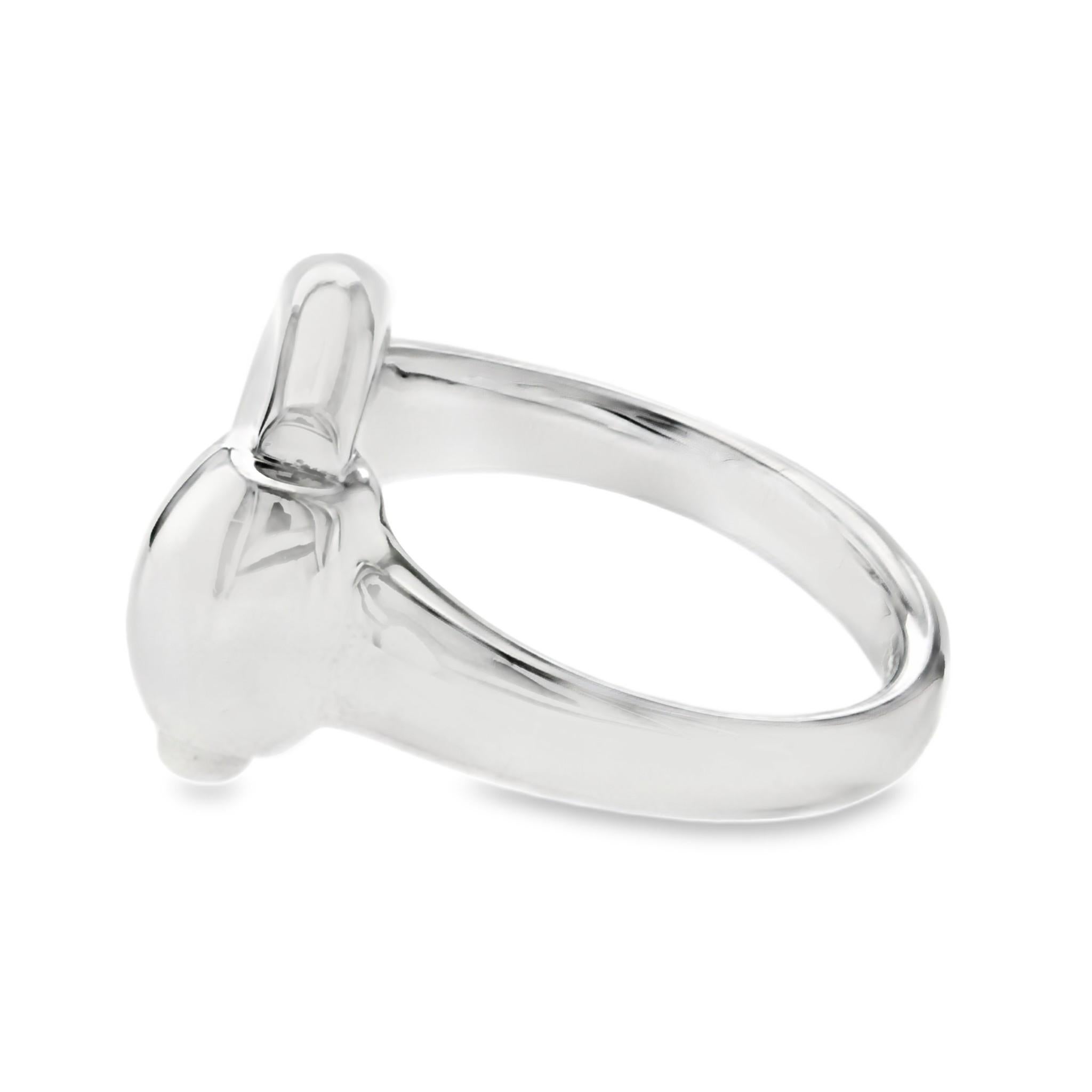 Authentische Gucci 18k Weißgold Horsebit Ring Größe 5,5 für Damen oder Herren im Angebot